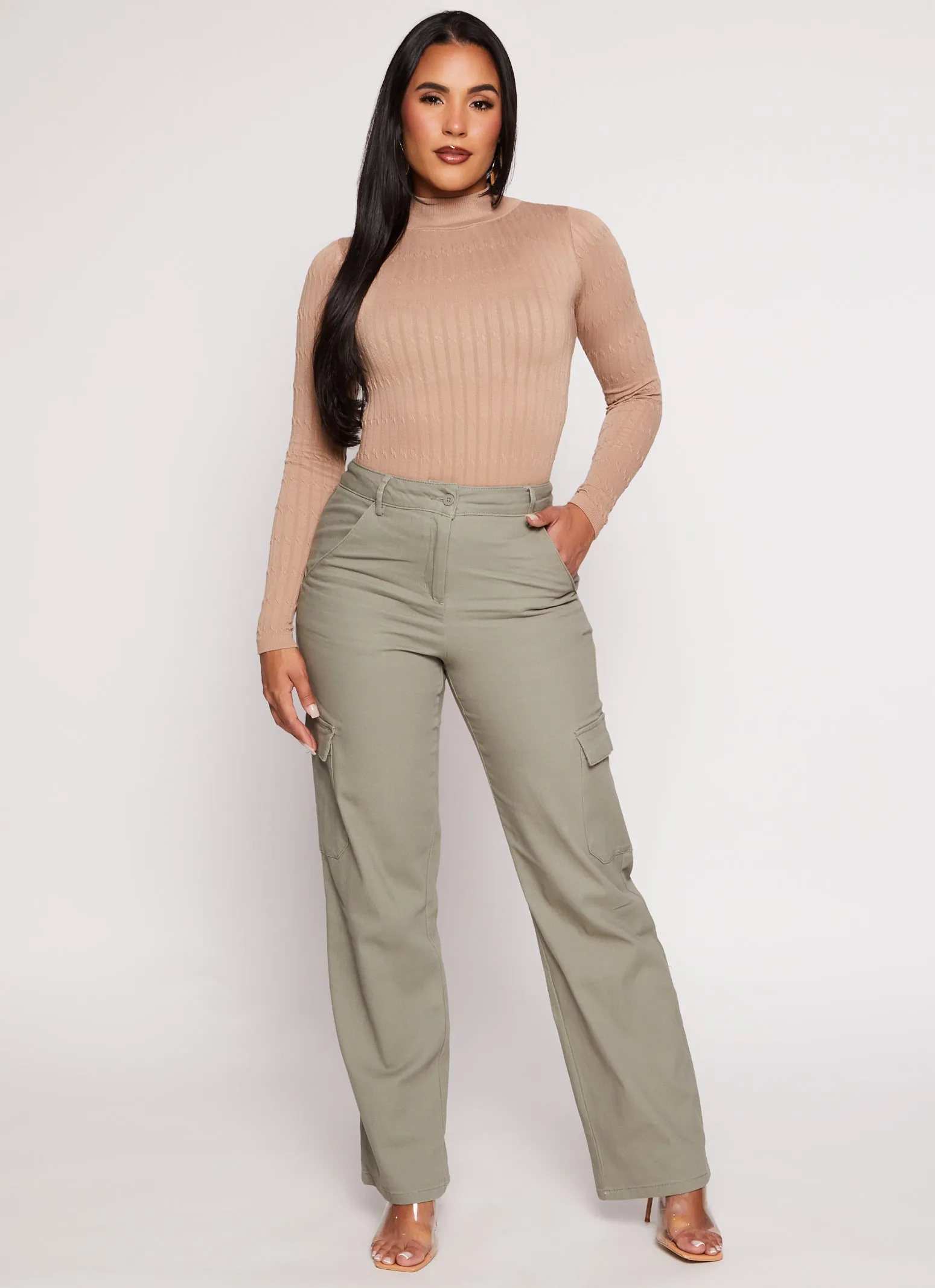 Twill Straight Leg Cargo Pants sold by Rainbow