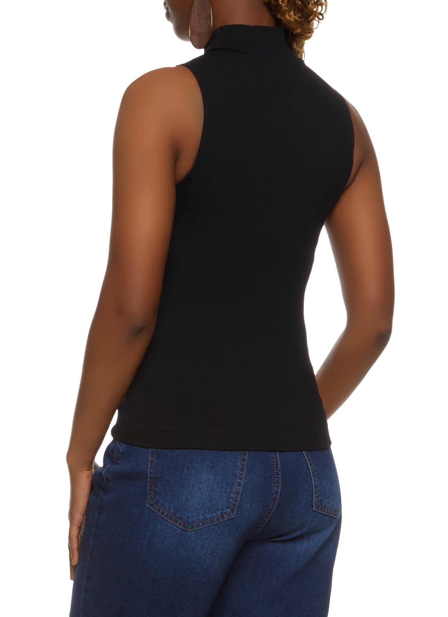 Mock Neck Seamless Ribbed Knit Tank Top sold by Rainbow product image thumbnail 2