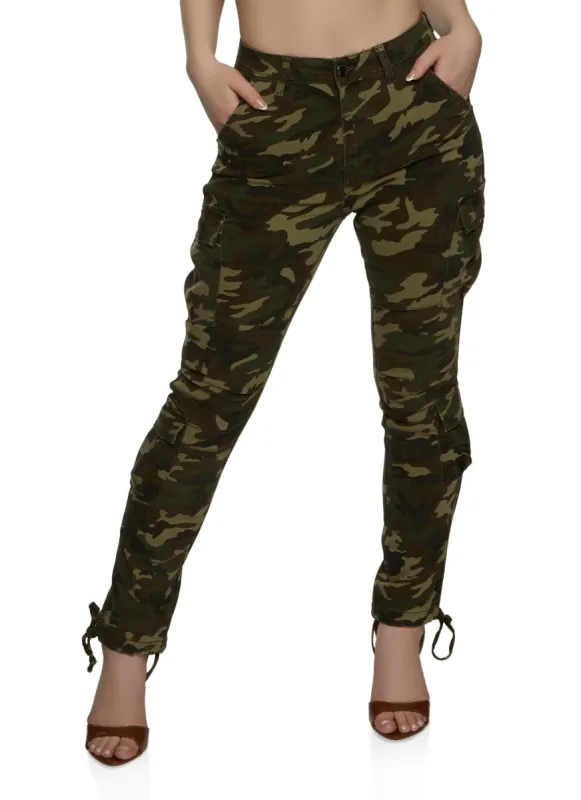 Camouflage Tie Hem Cargo Pants sold by Rainbow