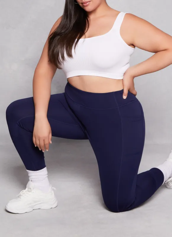 Plus Size Side Pocket High Waist Leggings sold by Rainbow