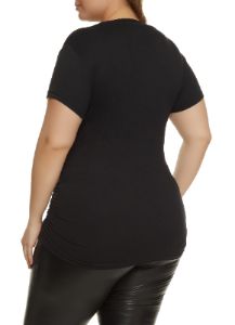 Plus Size Foil Screen Girl Gang Ruched Graphic Tee sold by Rainbow