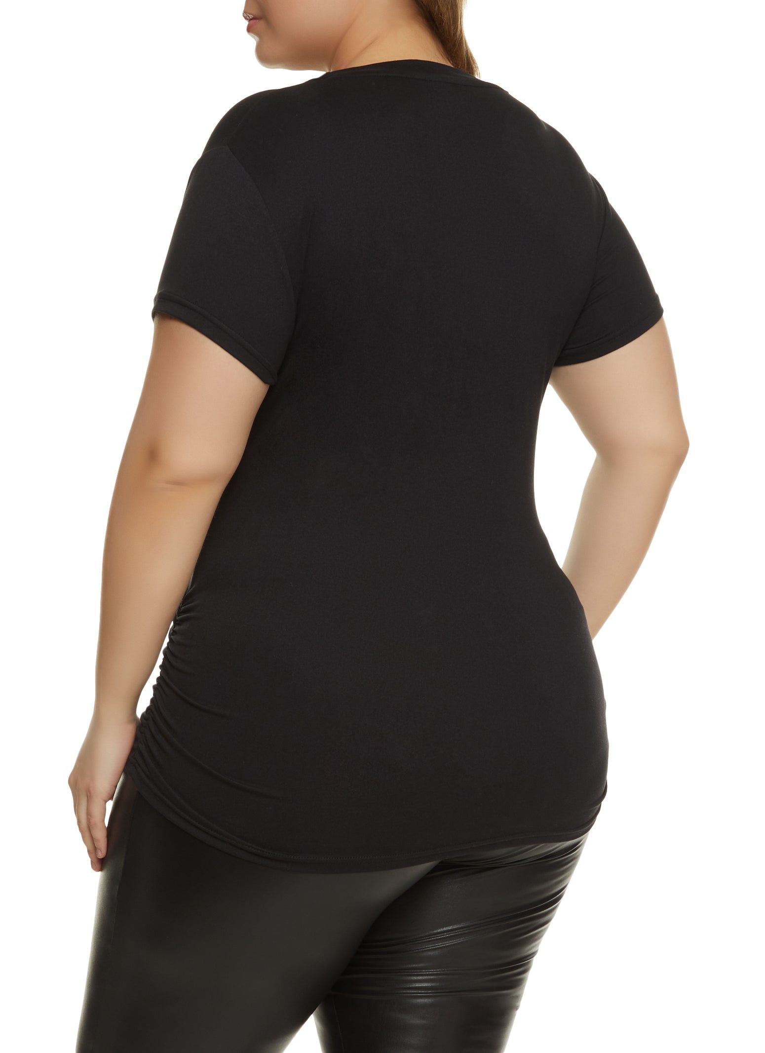 Plus Size Foil Screen Girl Gang Ruched Graphic Tee sold by Rainbow product image thumbnail 2