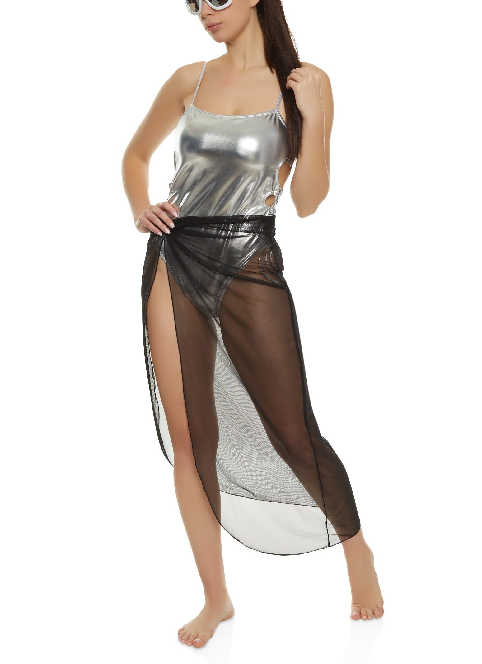 Mesh Split Cover Up Maxi Skirt sold by Rainbow product image thumbnail 2