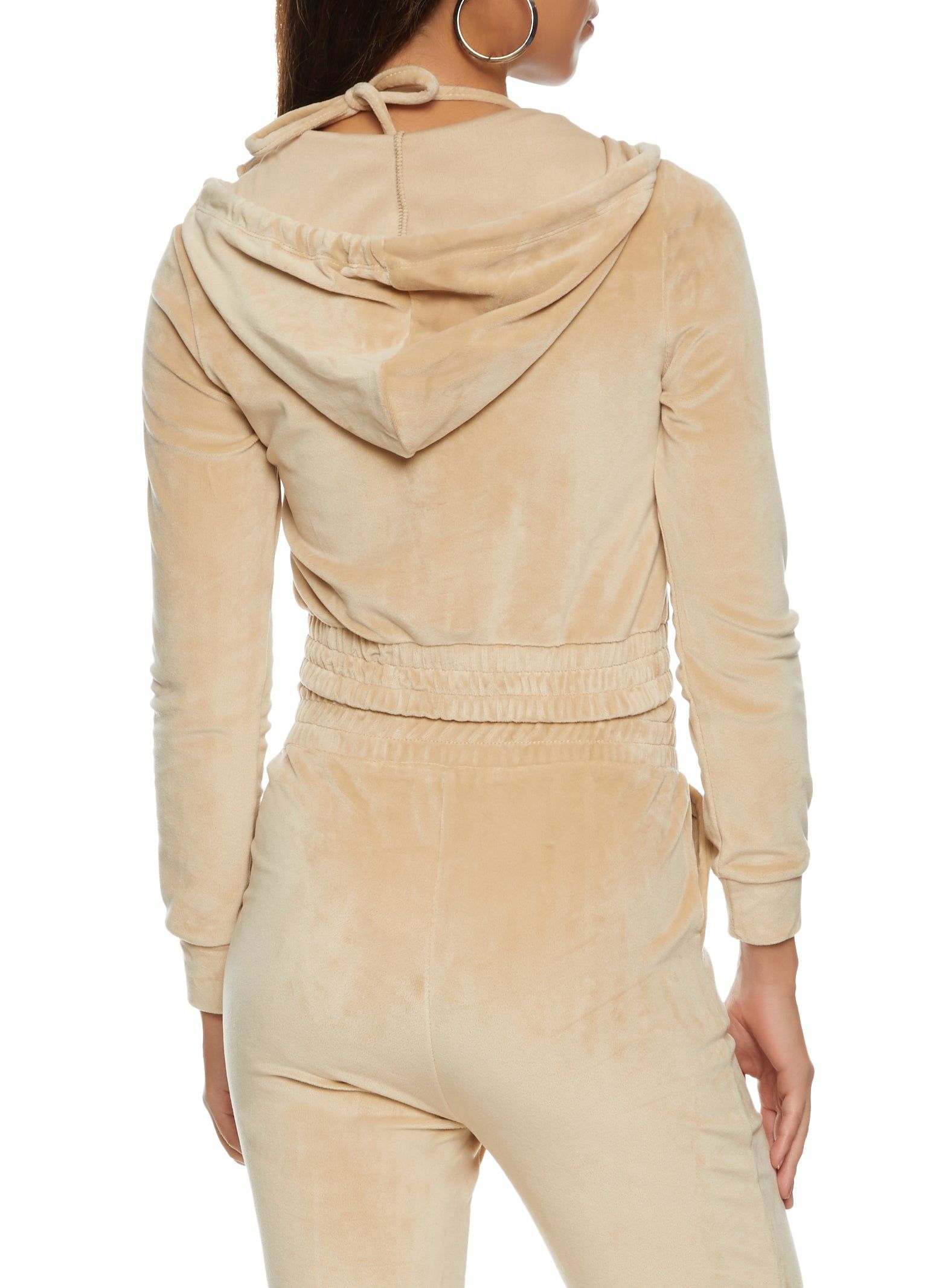 Velour Zip Front Cropped Hoodie with Bralette sold by Rainbow product image thumbnail 3