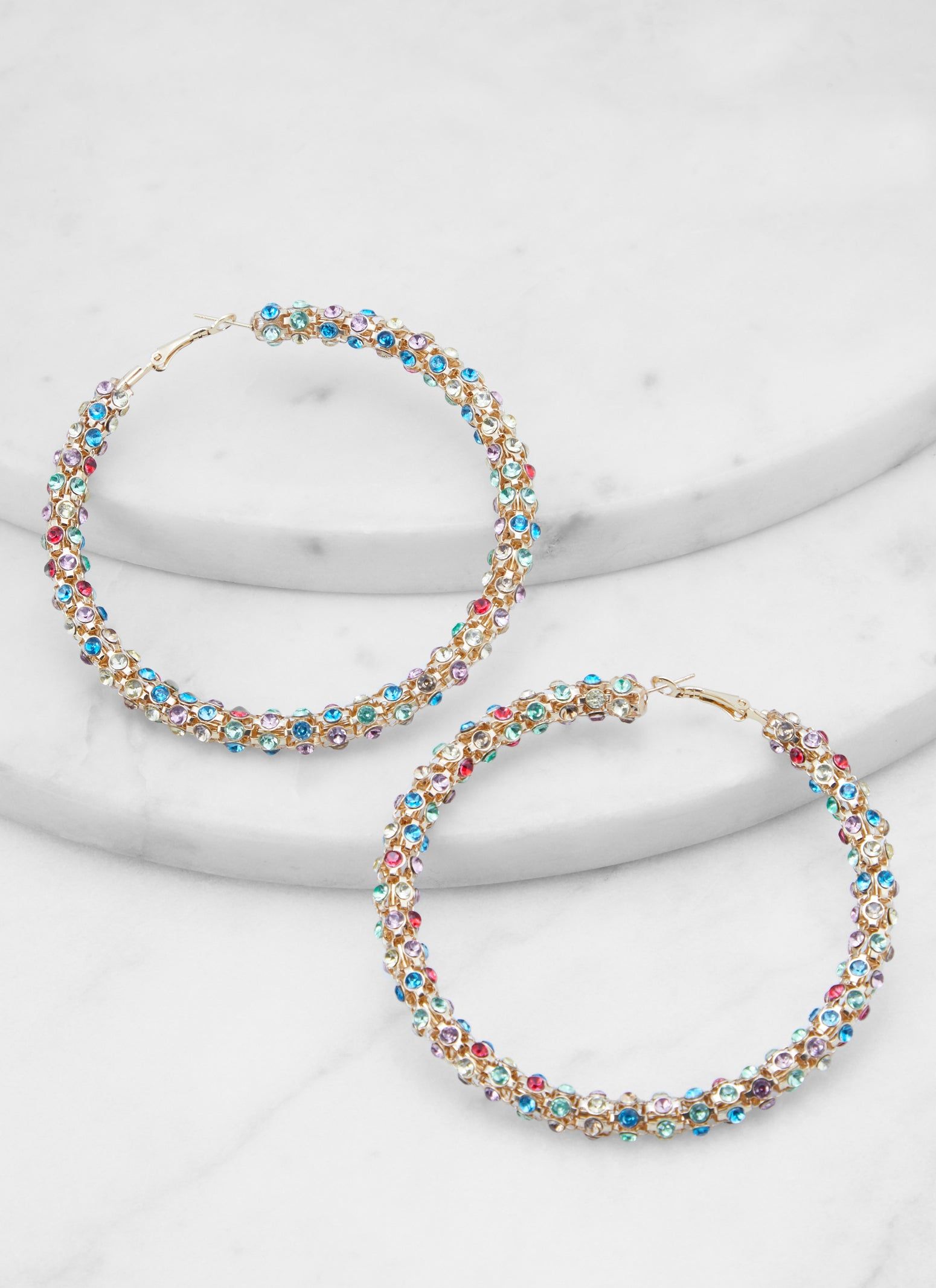 Rhinestone Studded Hoop Earrings sold by Rainbow product image thumbnail 2