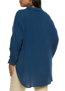 Plus Size Airy Button Front Shirt sold by Rainbow