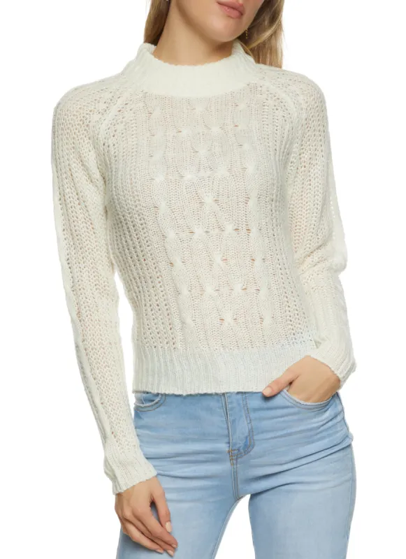 Cable Knit Mock Neck Sweater sold by Rainbow