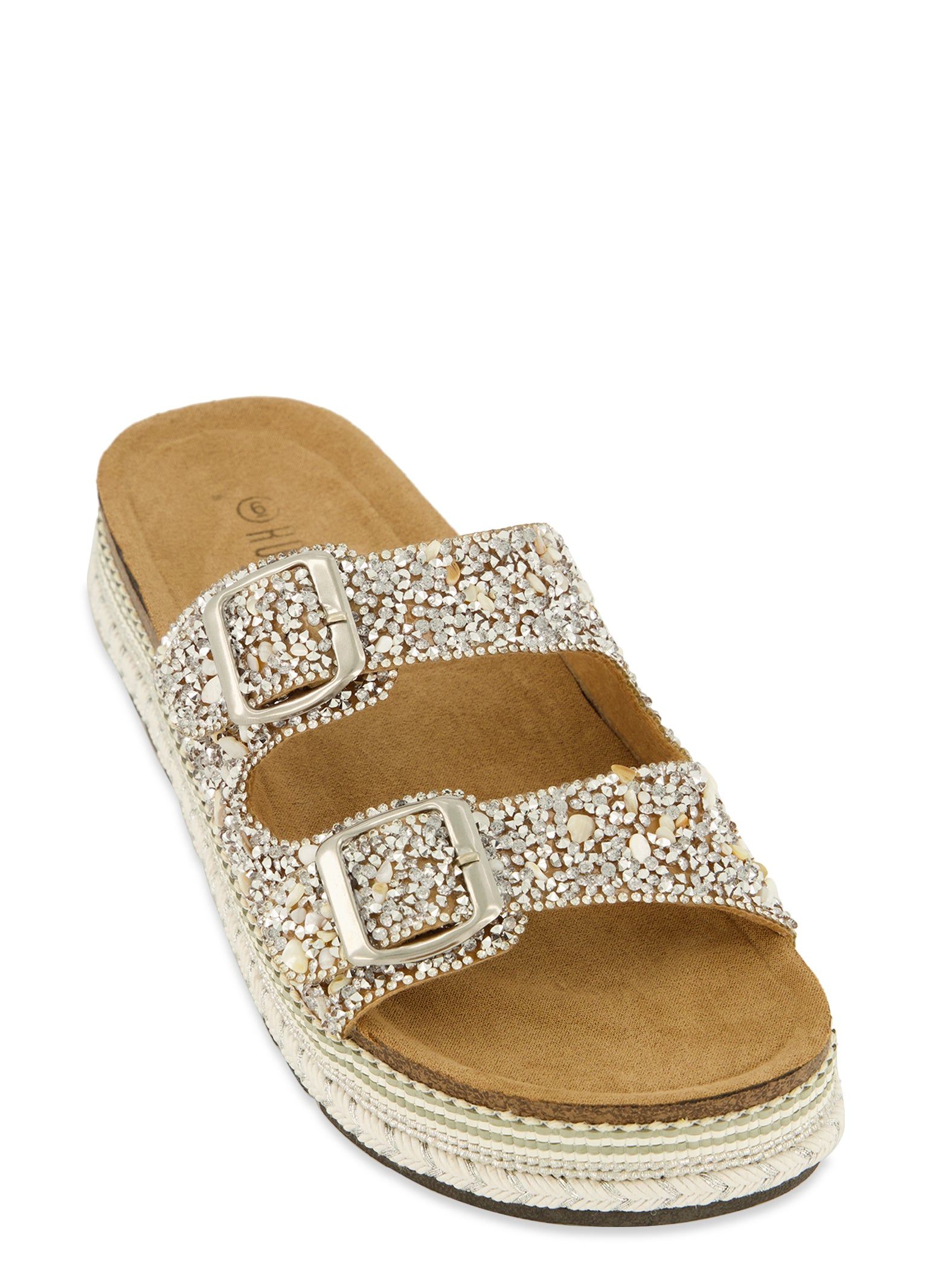 Studded Rhinestone Footbed Sandals sold by Rainbow