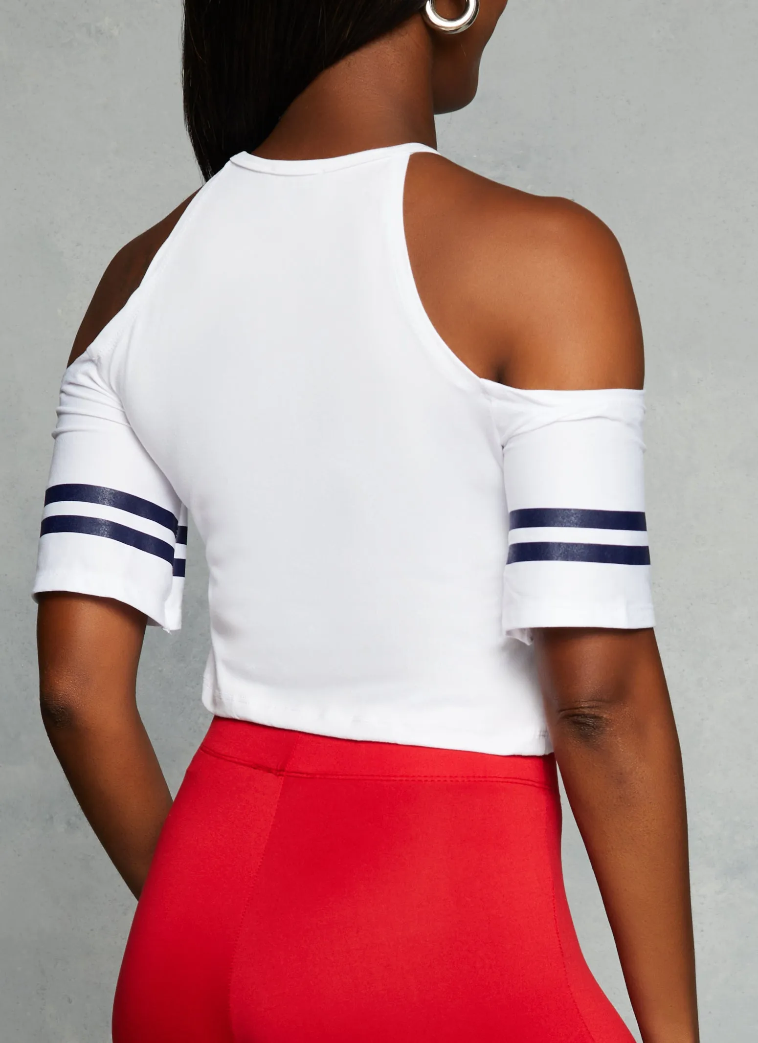 Team USA Cold Shoulder Crop Top sold by Rainbow product image thumbnail 3