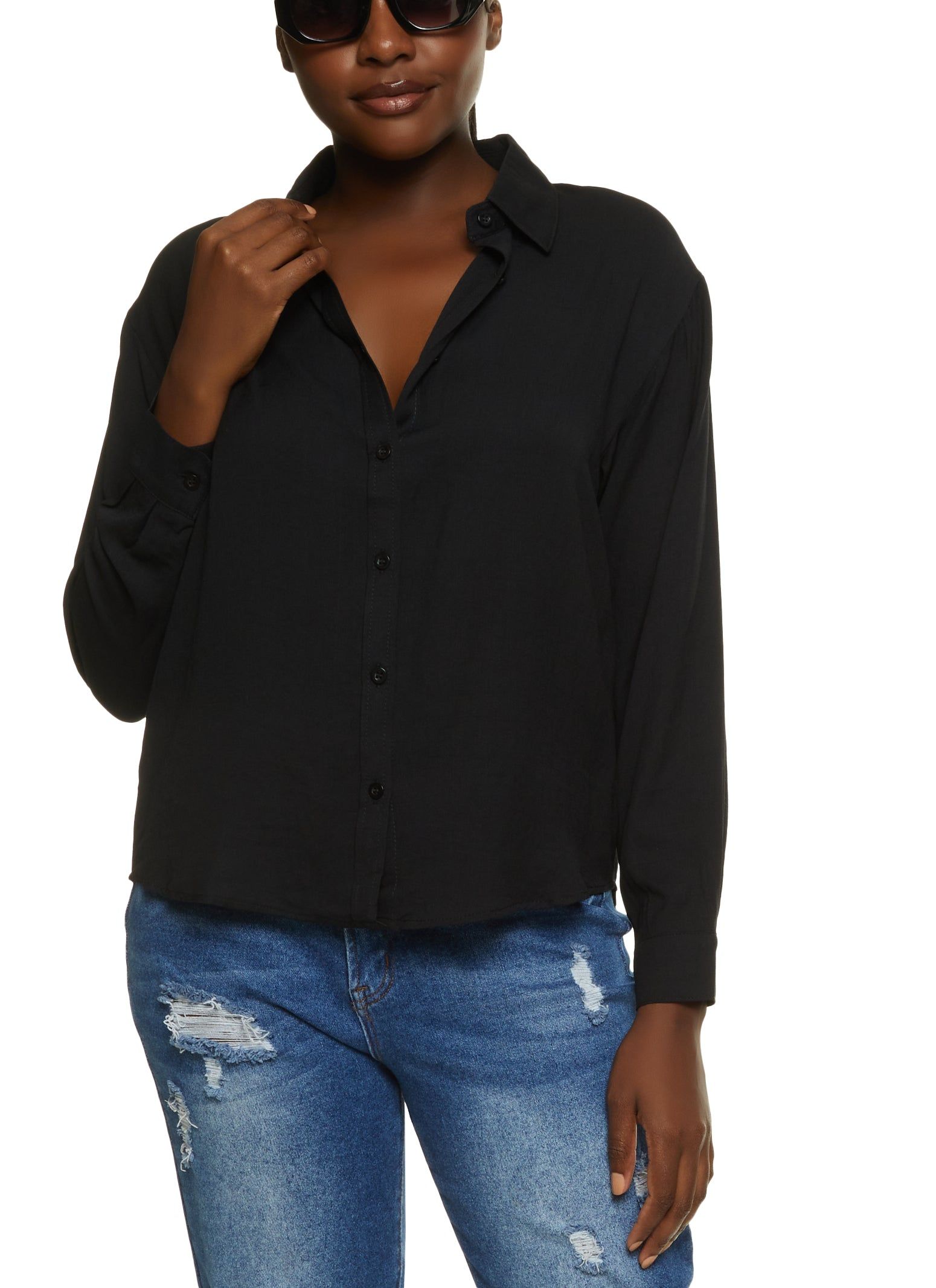 Linen Button Front Shirt sold by Rainbow