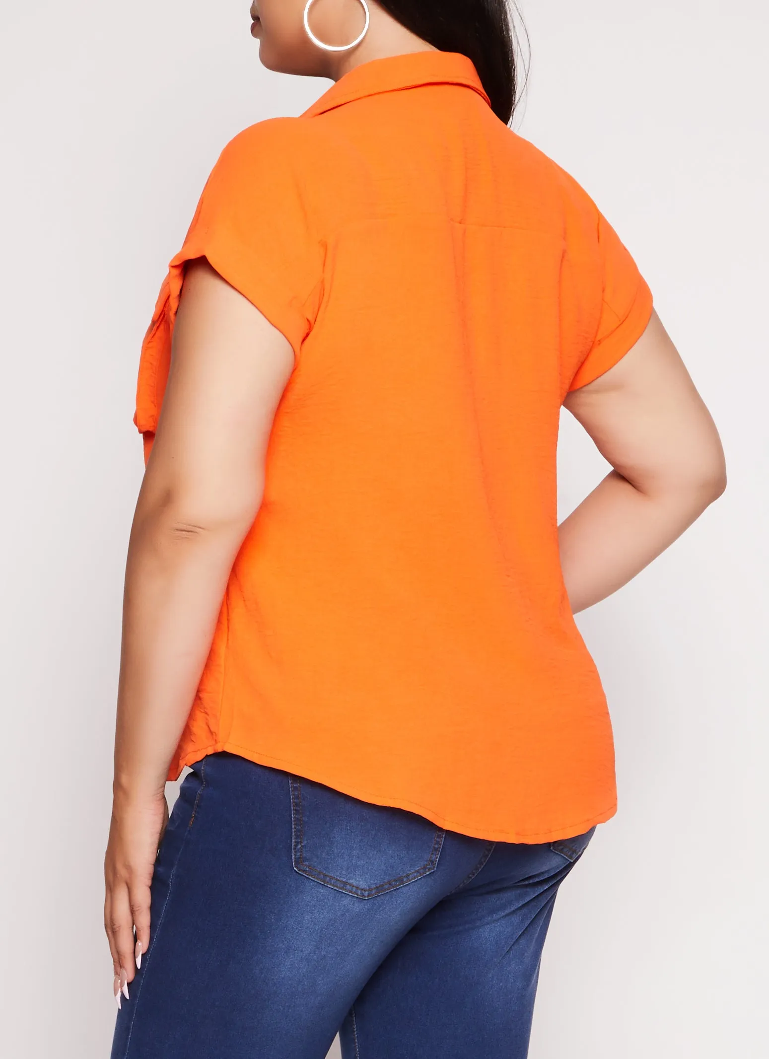 Plus Size Airy Flap Pocket Shirt sold by Rainbow product image thumbnail 3