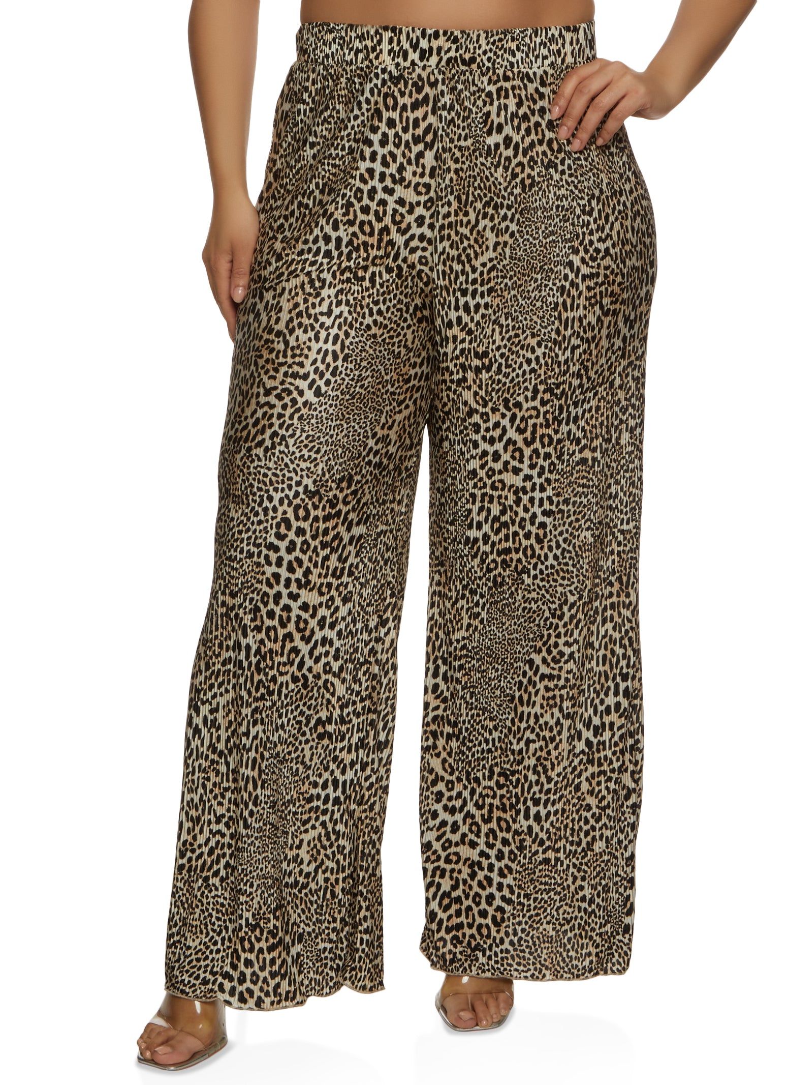 Plus Size Plisse Patterned Palazzo Pants sold by Rainbow