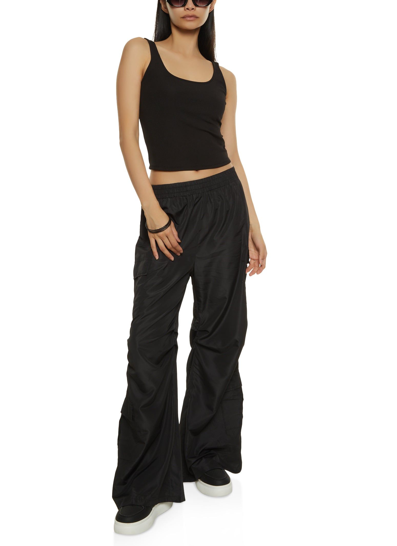 High Waist Ruched Detail Cargo Parachute Pants sold by Rainbow product image thumbnail 2
