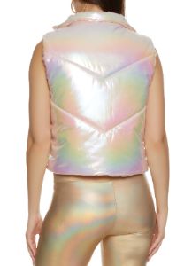 Iridescent Zip Front Puffer Vest sold by Rainbow