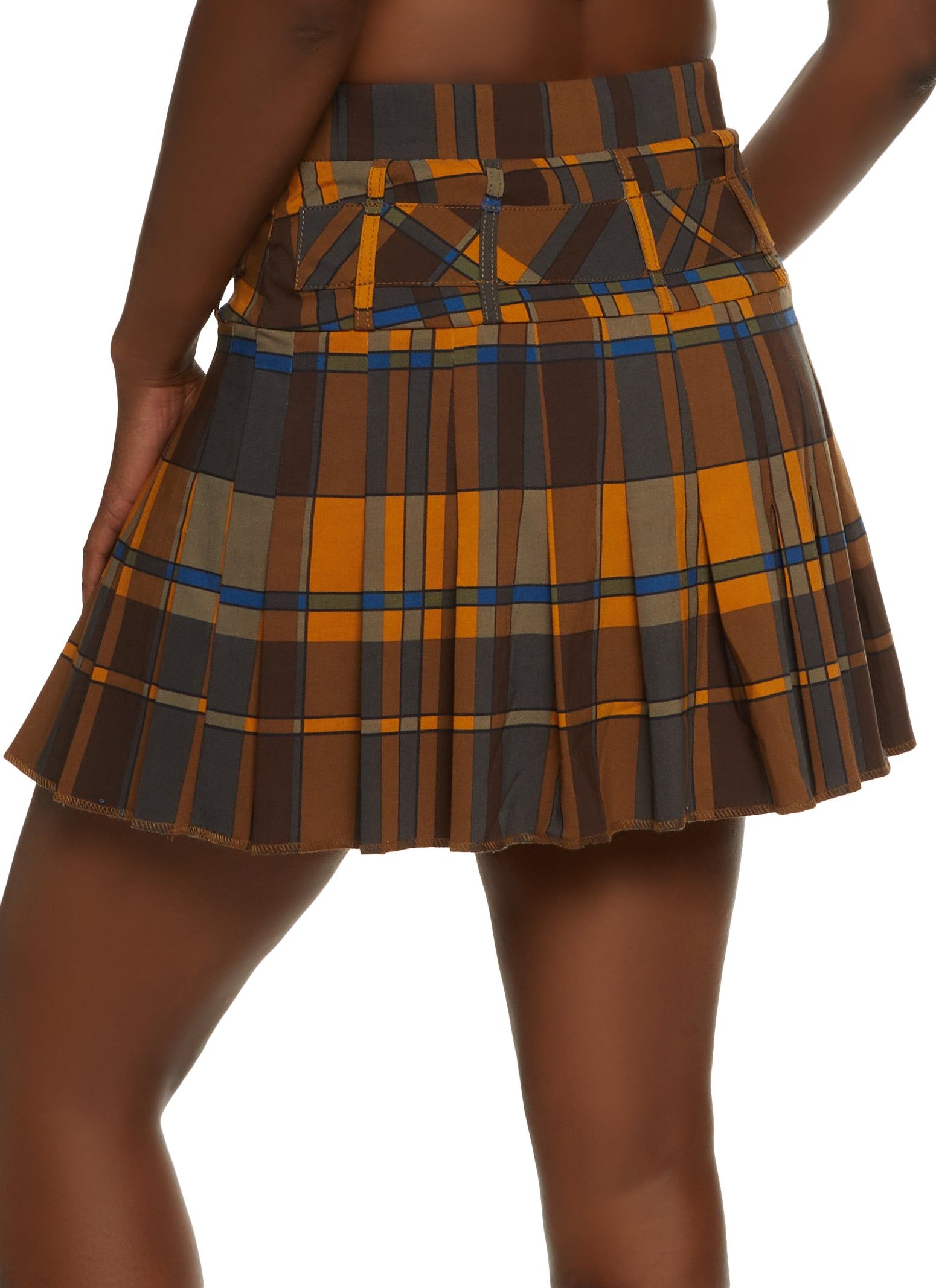 Plaid Belted Front Pleated Mini Skirt sold by Rainbow product image thumbnail 2