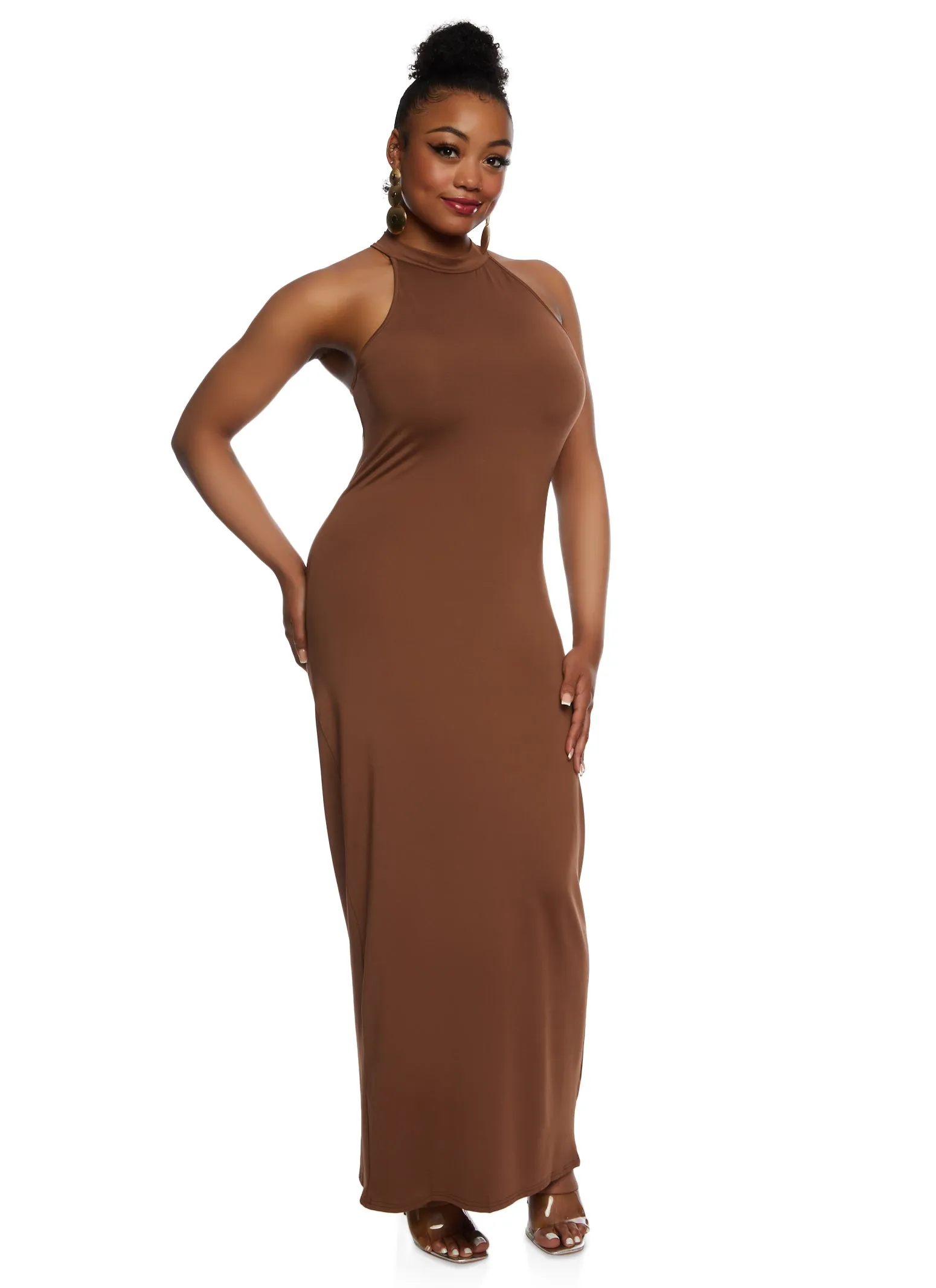 Plus Size Daisy Mock Neck Sleeveless Maxi Dress sold by Rainbow