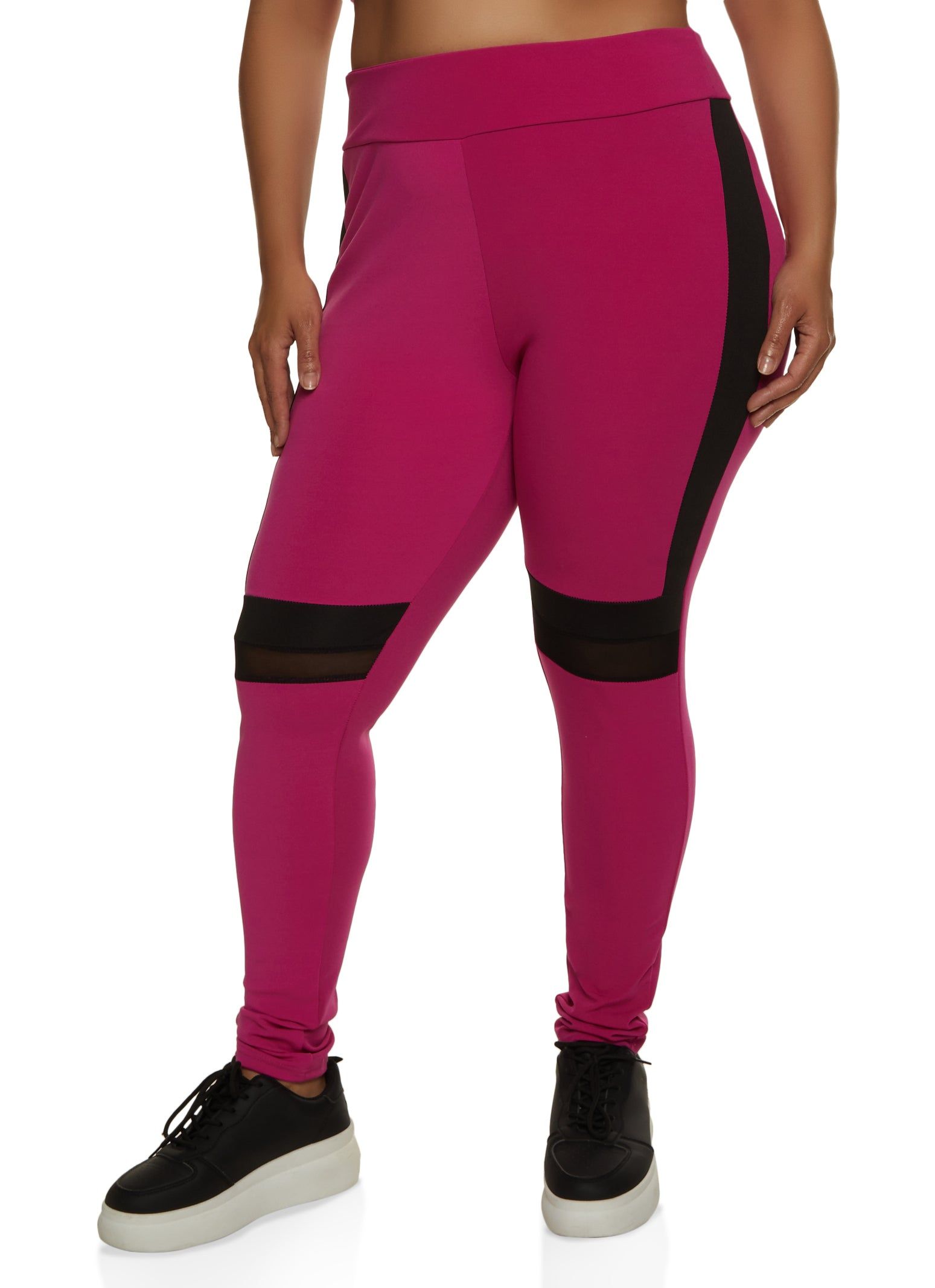 Plus Size Mesh Detail Color Block Active Leggings sold by Rainbow