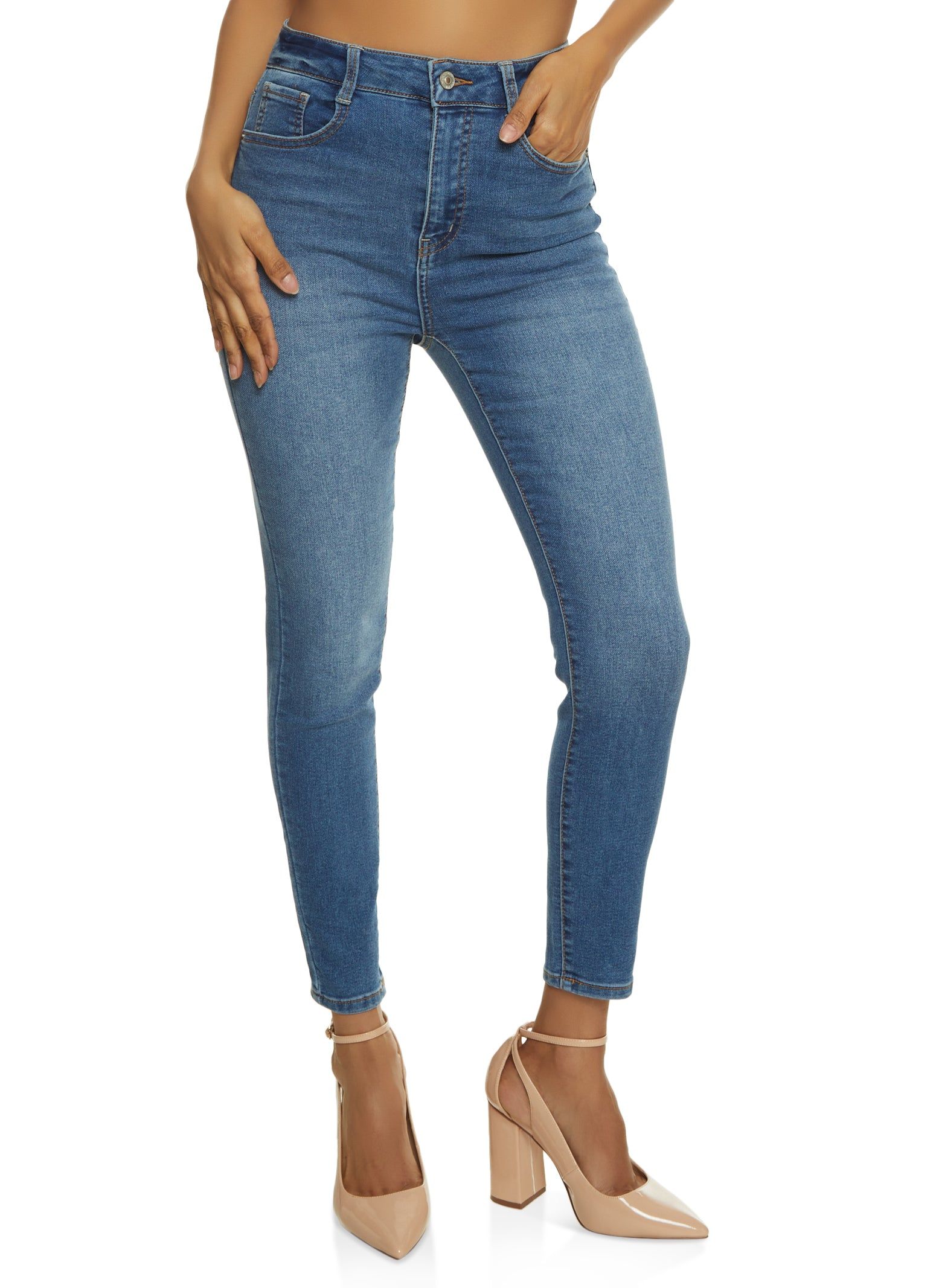 WAX Whiskered High Waist Skinny Ankle Jeans sold by Rainbow
