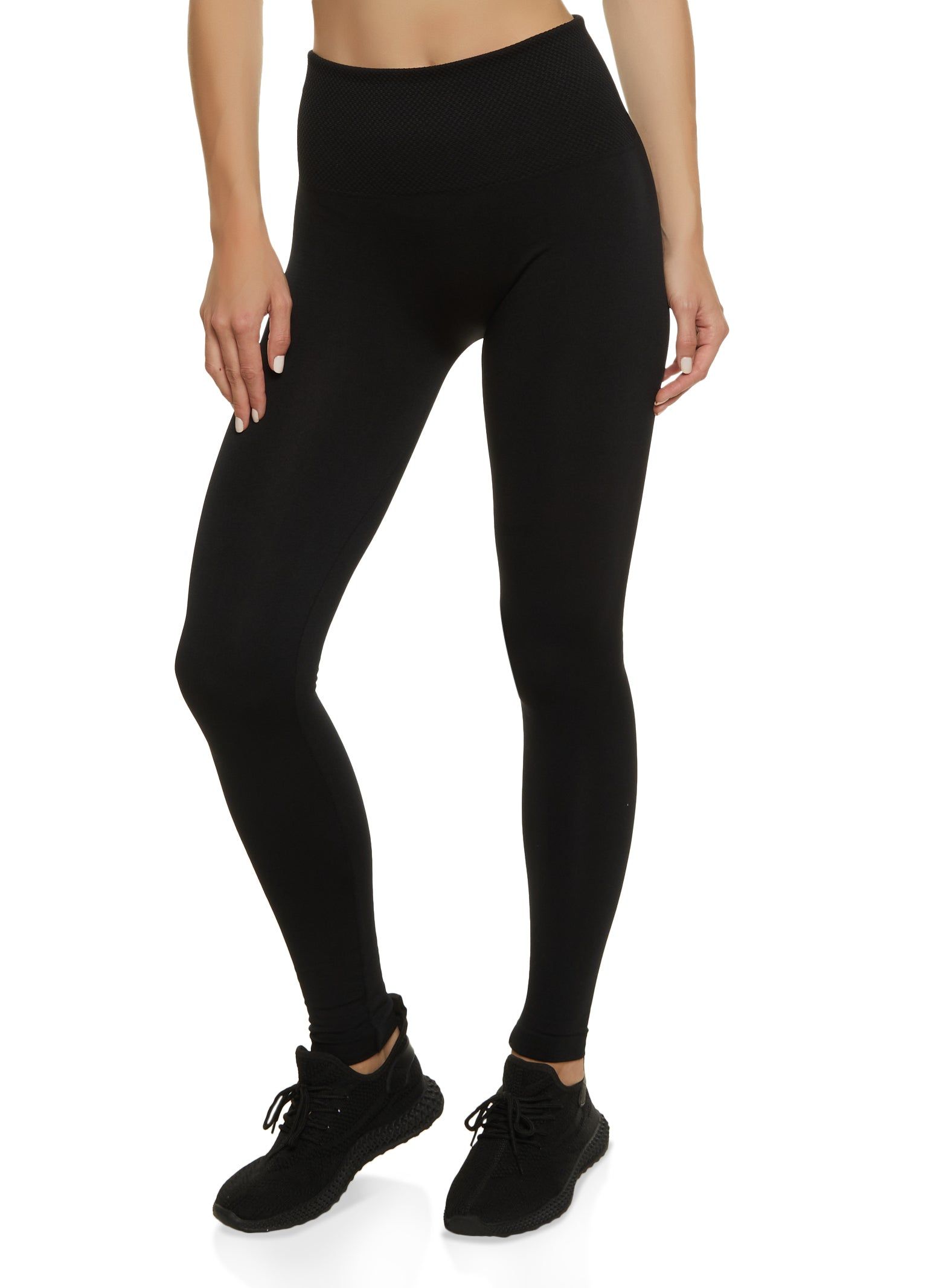 Textured Waistband High Waist Leggings sold by Rainbow