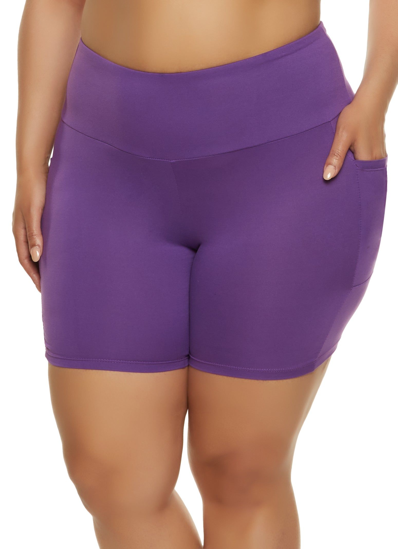 Plus Size High Waist Pocket Biker Shorts sold by Rainbow