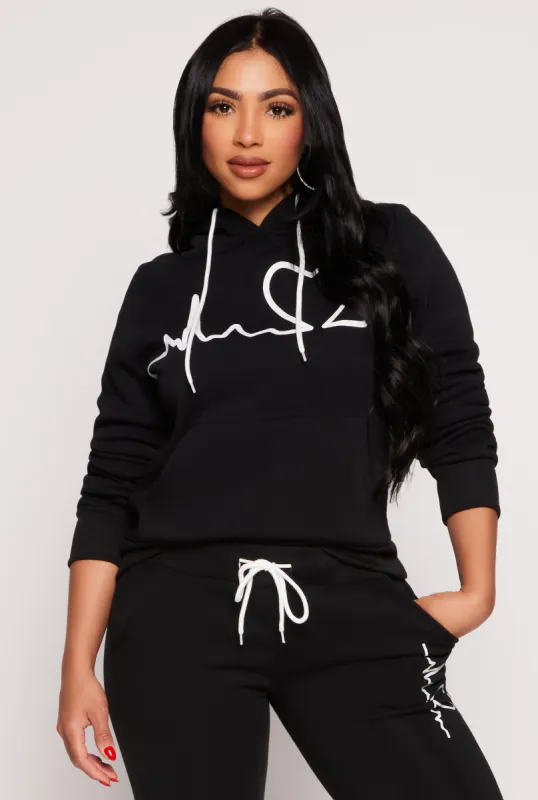 Heartbeat Graphic Pullover Hoodie sold by Rainbow