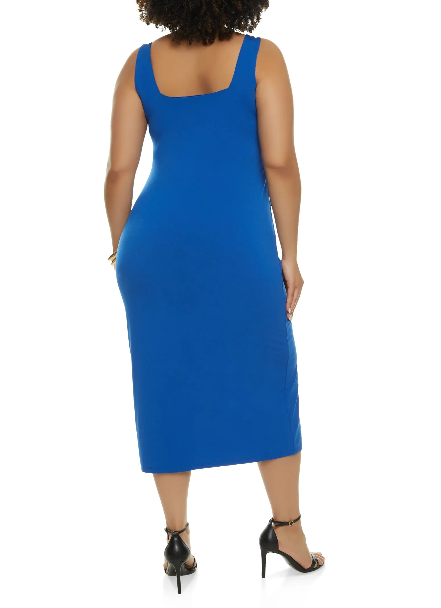 Plus Size Square Neck Midi Side Slit Tank Dress sold by Rainbow product image thumbnail 3