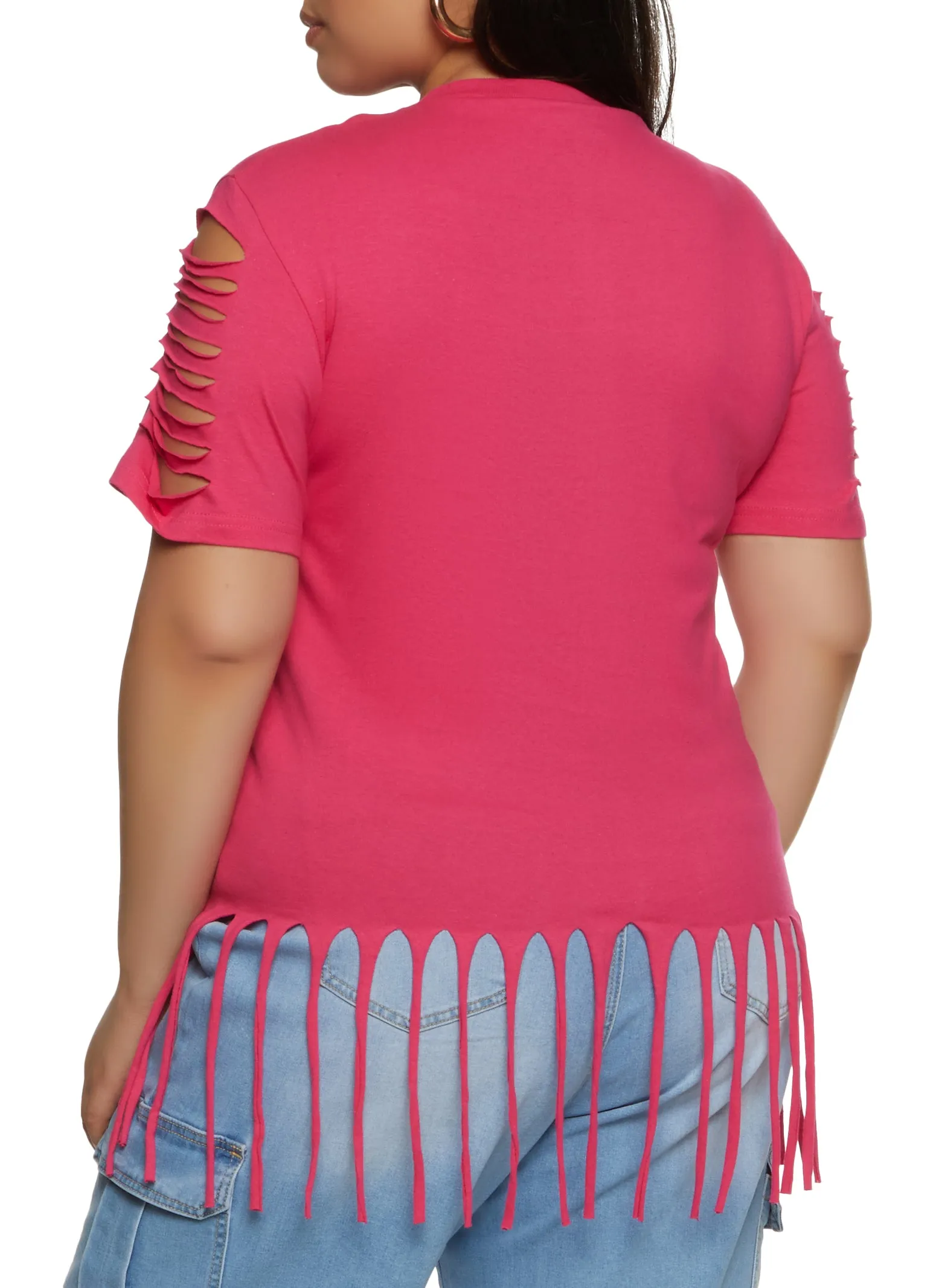 Plus Size Laser Cut Fringe Hem Tee sold by Rainbow product image thumbnail 2