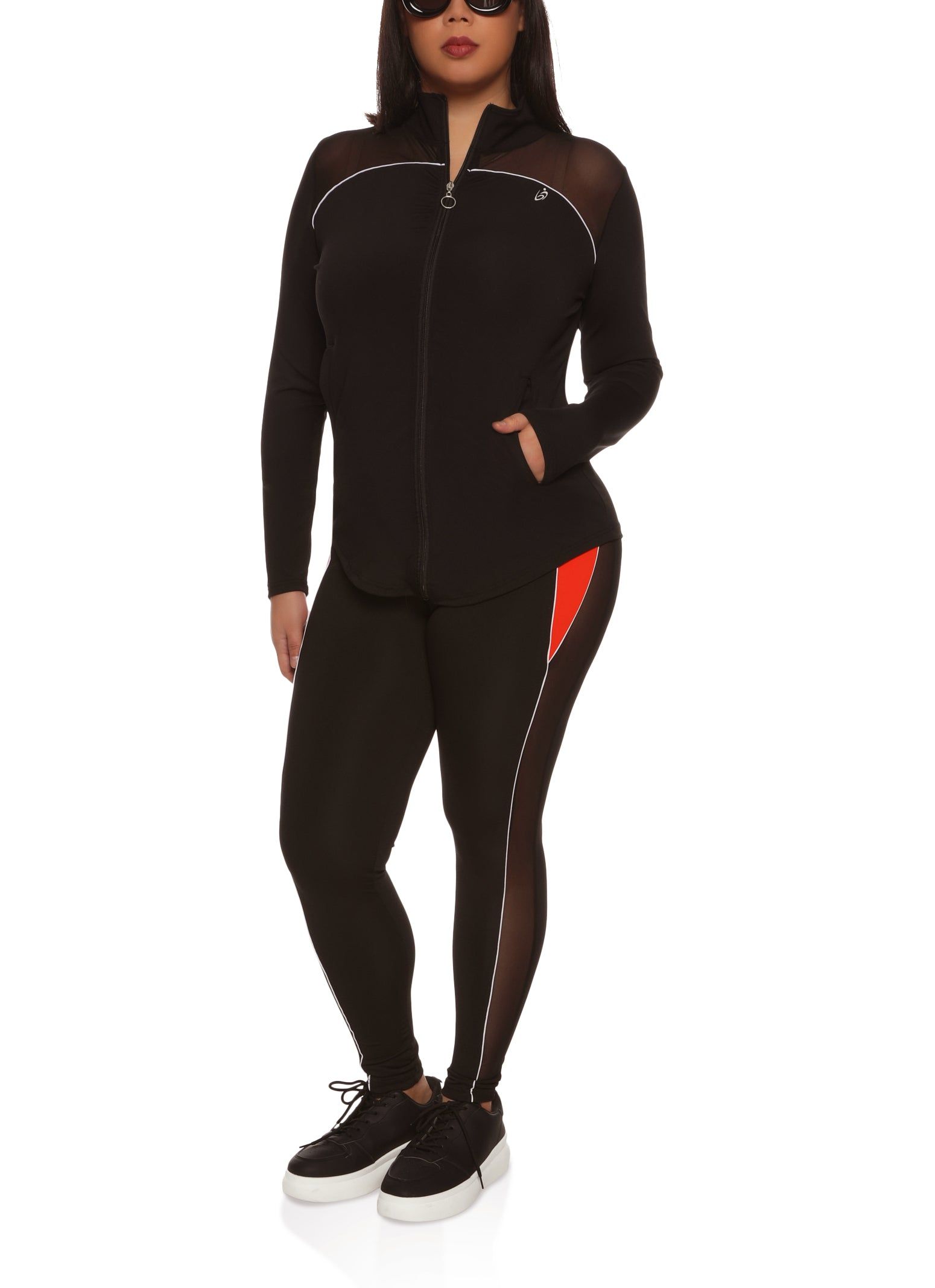 Plus Size Zip Front Mesh Detail Track Jacket sold by Rainbow product image thumbnail 2