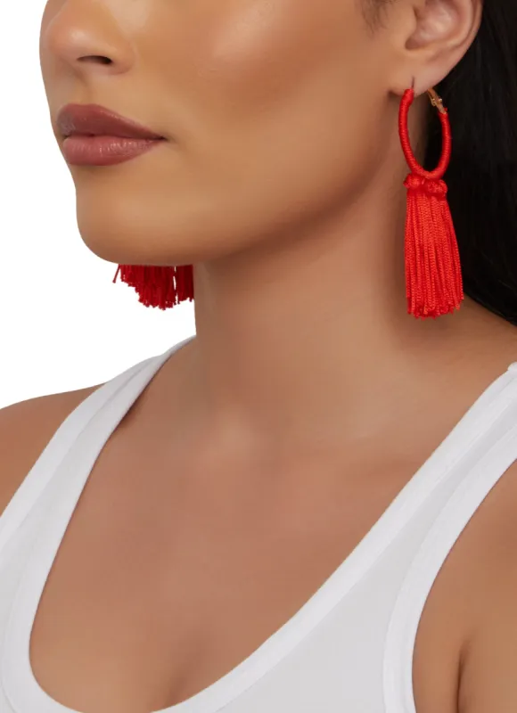 Tassel Hoop Earrings sold by Rainbow