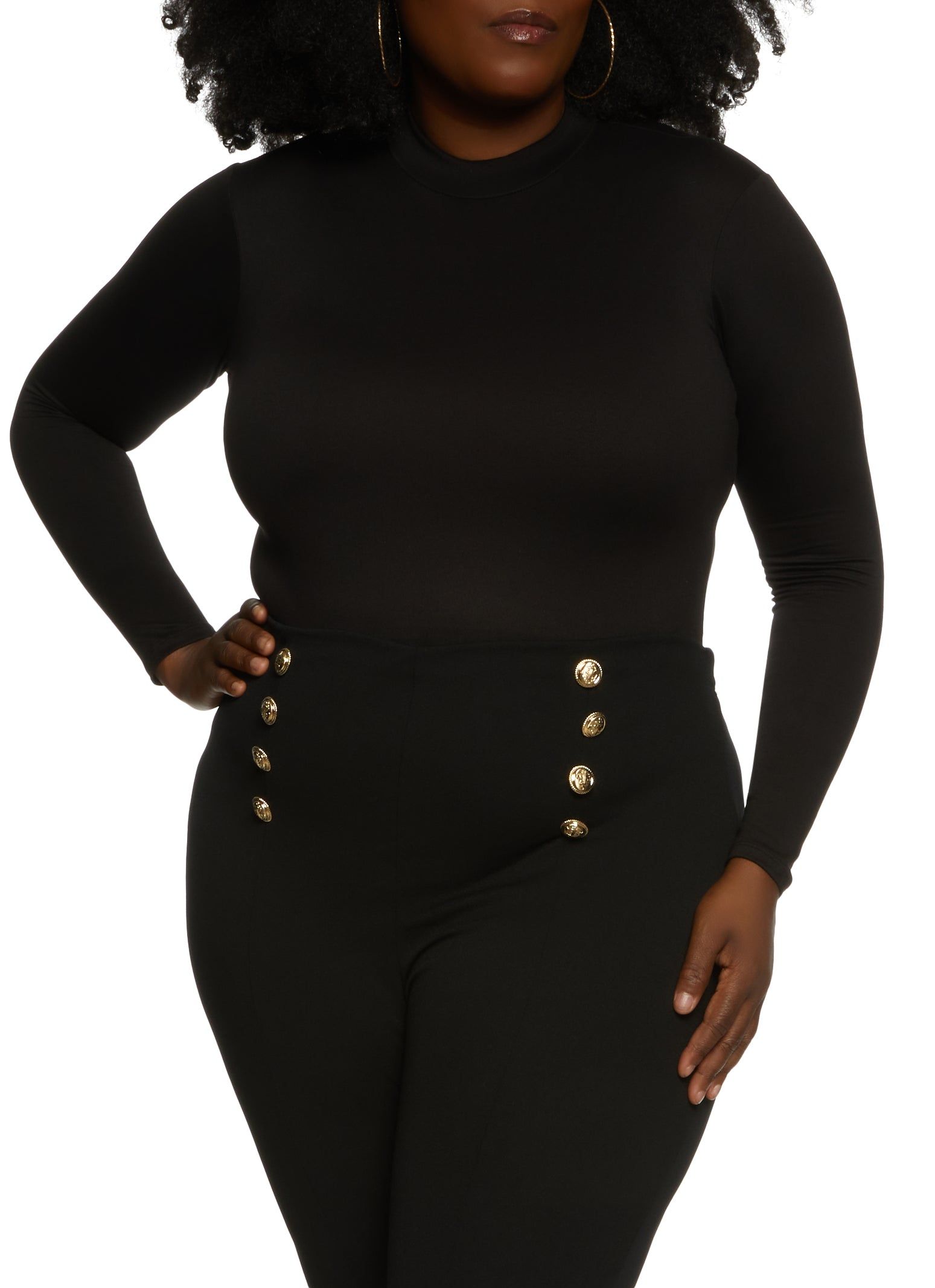 Plus Size Basic Long Sleeve Bodysuit sold by Rainbow product image thumbnail 2