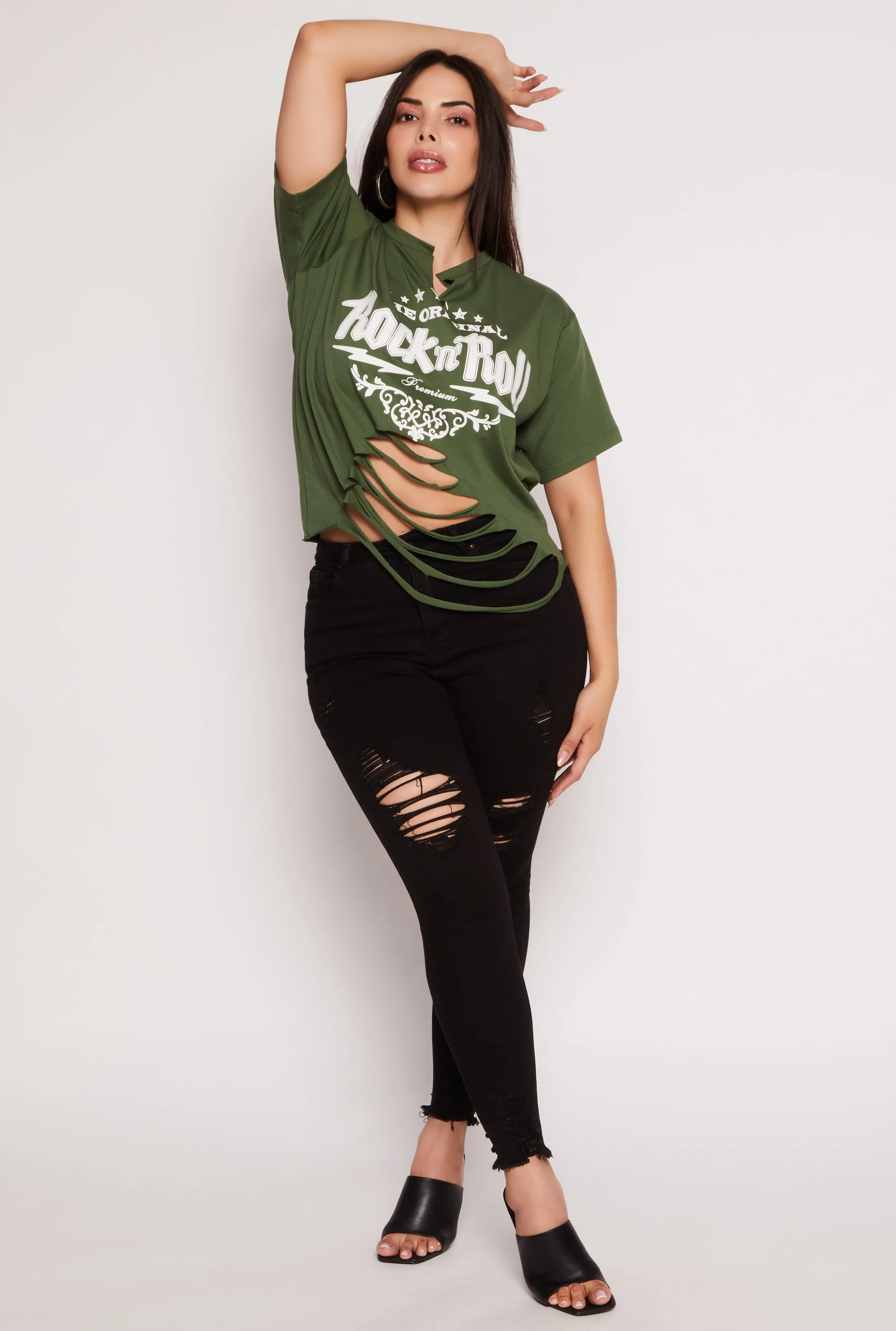 Plus Size Original Rock n Roll Laser Cut Graphic Tee sold by Rainbow product image thumbnail 2