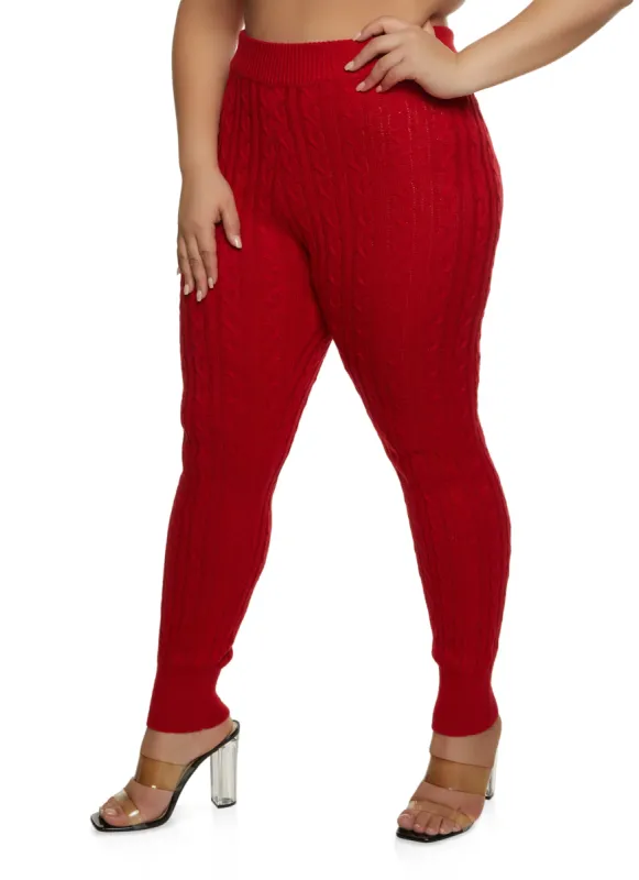 Plus Size Cable Knit Casual Pants sold by Rainbow