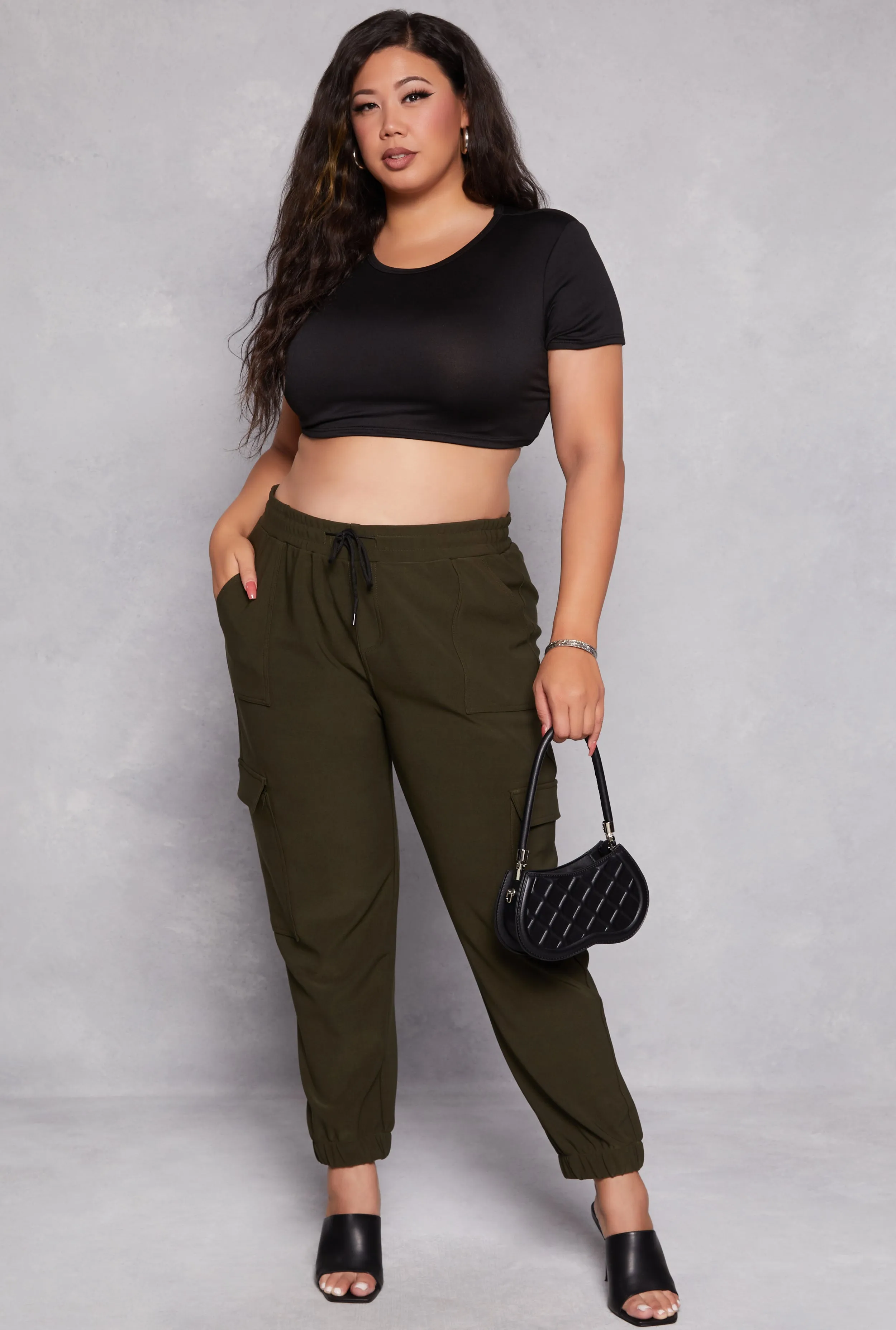Plus Size Cargo High Waist Joggers sold by Rainbow