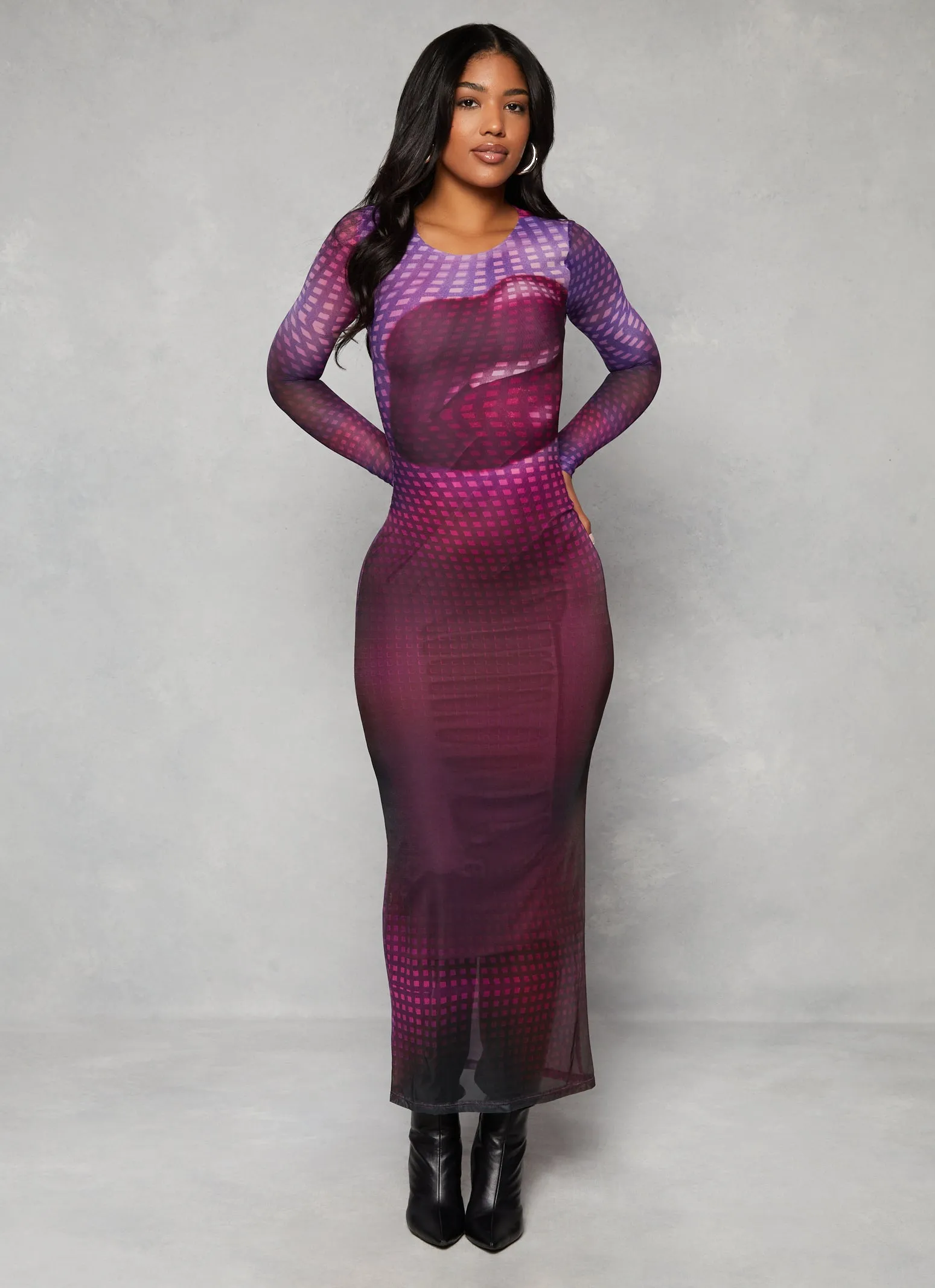 Almost Famous Mesh Lip Graphic Maxi Dress sold by Rainbow product image thumbnail 2
