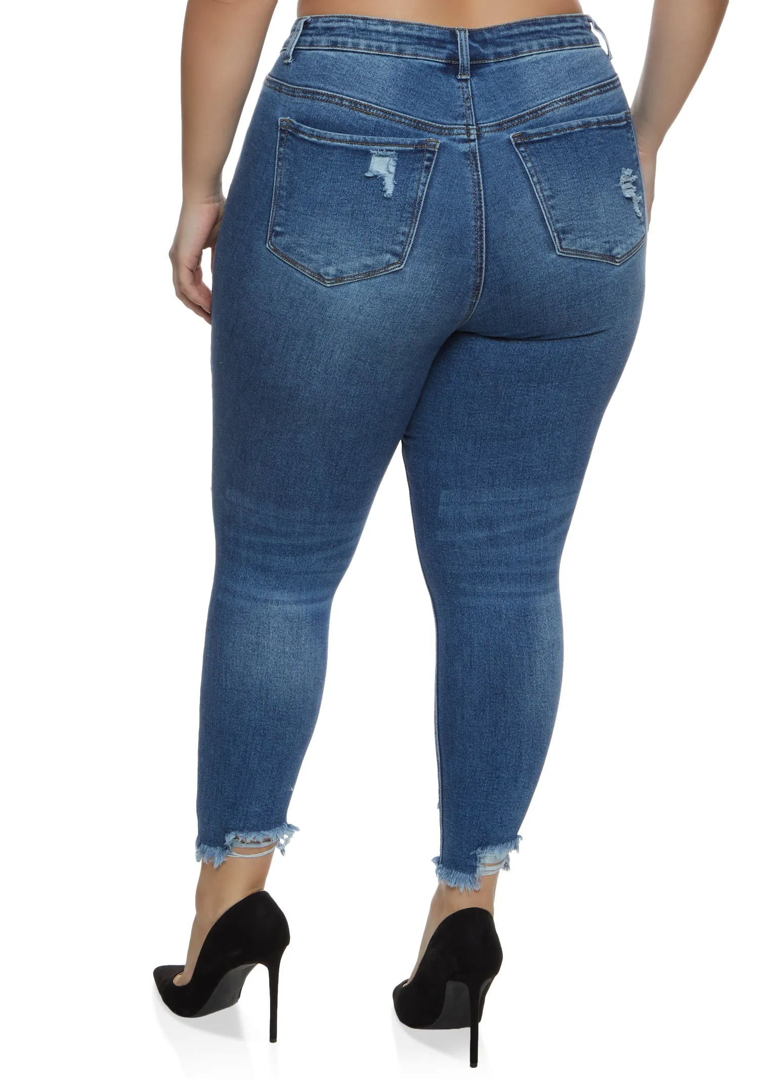 Plus Size WAX Frayed Hem Distressed Skinny Jeans sold by Rainbow product image thumbnail 2