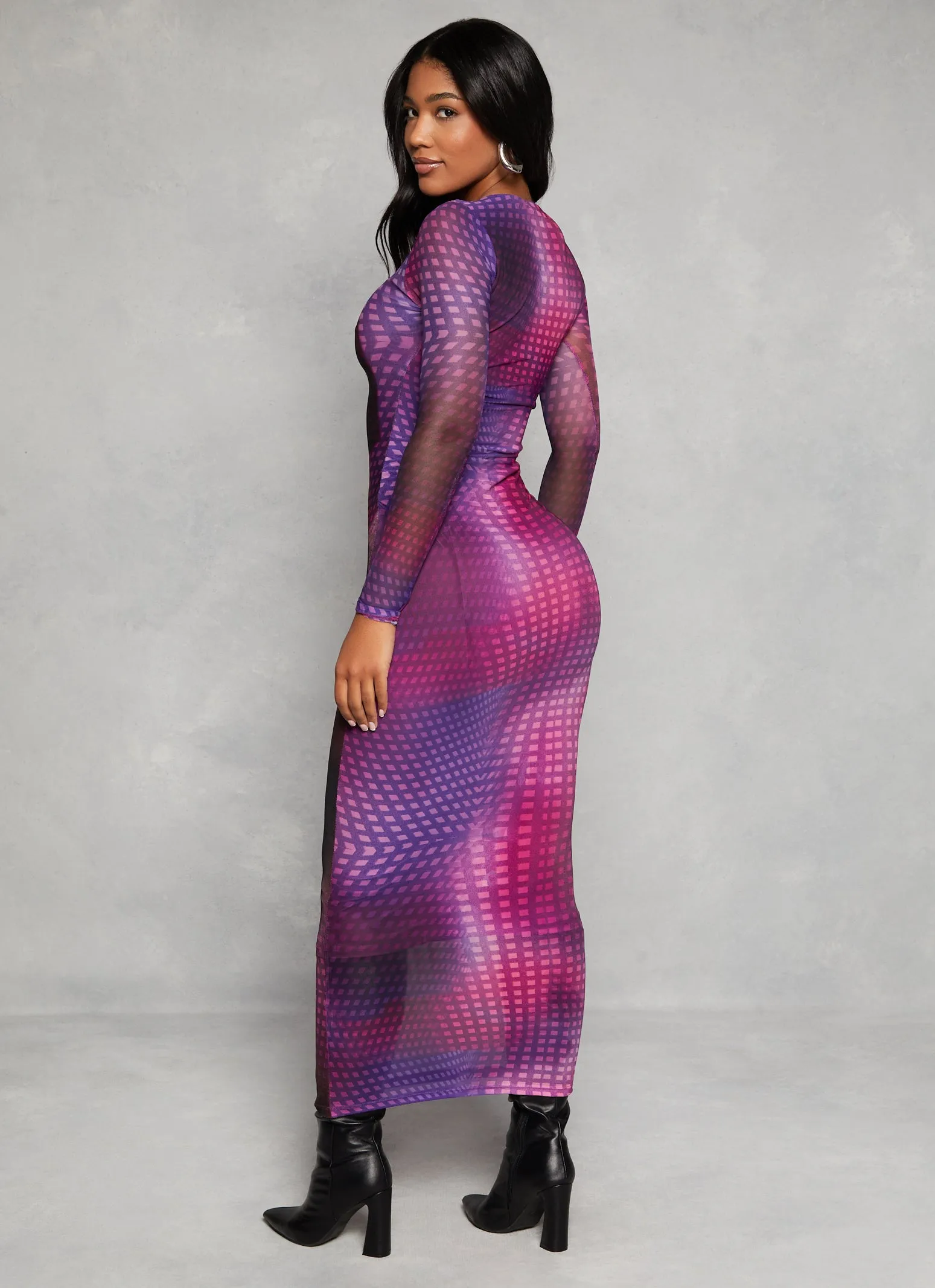 Almost Famous Mesh Lip Graphic Maxi Dress sold by Rainbow product image thumbnail 3