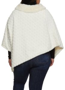 Heart Patterned Faux Fur Poncho sold by Rainbow