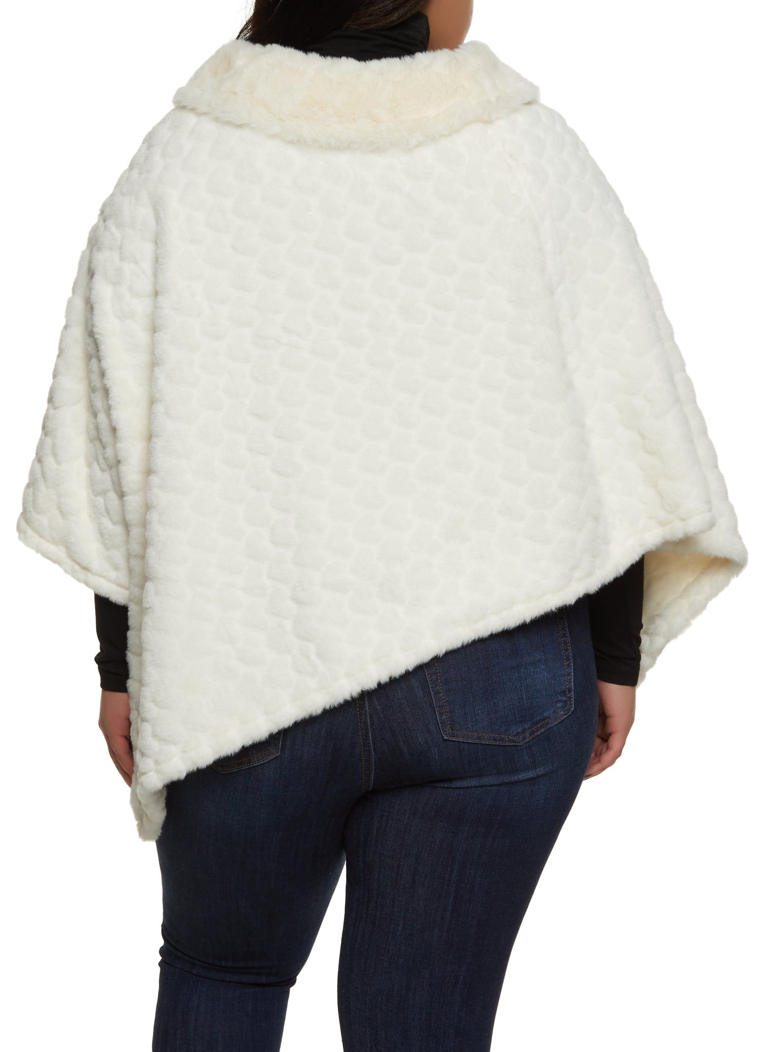 Heart Patterned Faux Fur Poncho sold by Rainbow product image thumbnail 5