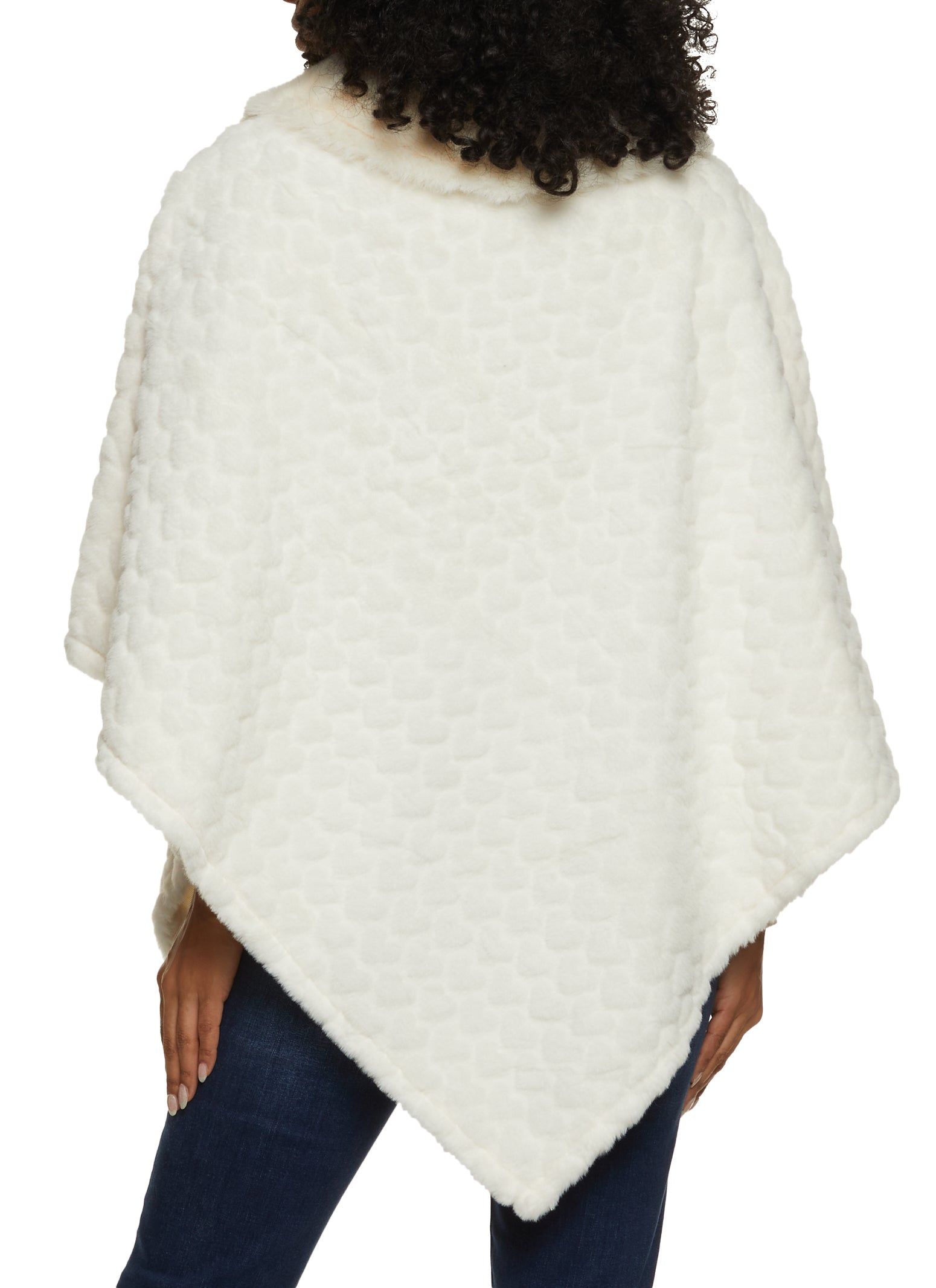 Heart Patterned Faux Fur Poncho sold by Rainbow product image thumbnail 2
