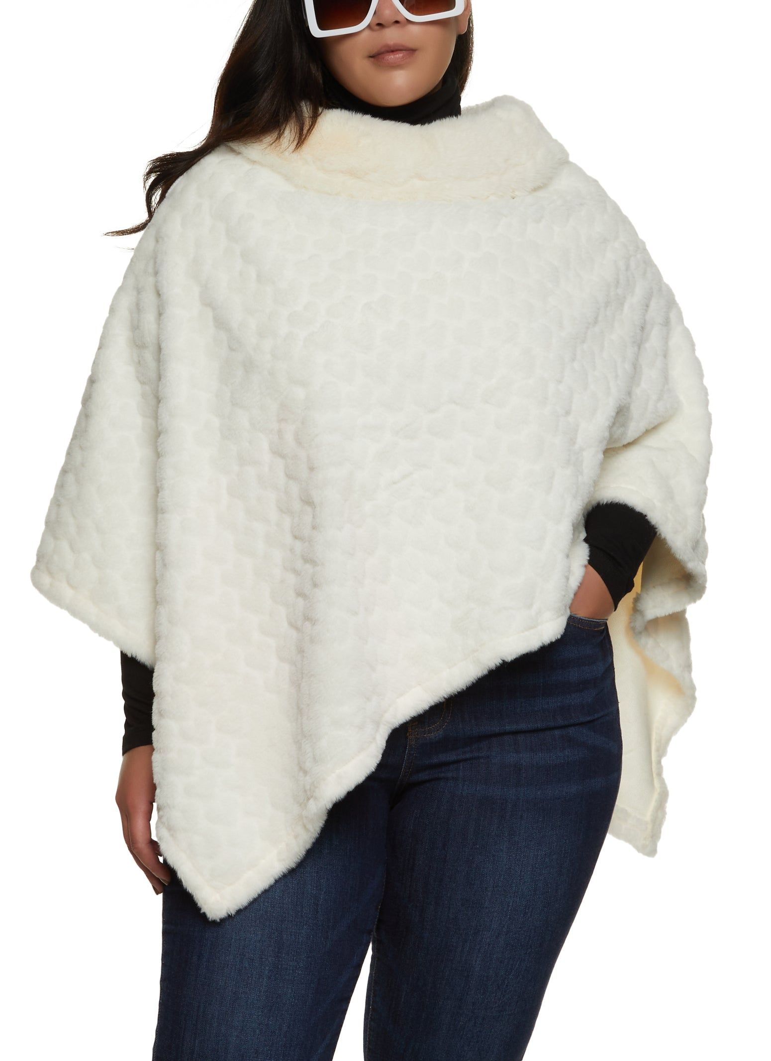 Heart Patterned Faux Fur Poncho sold by Rainbow product image thumbnail 3