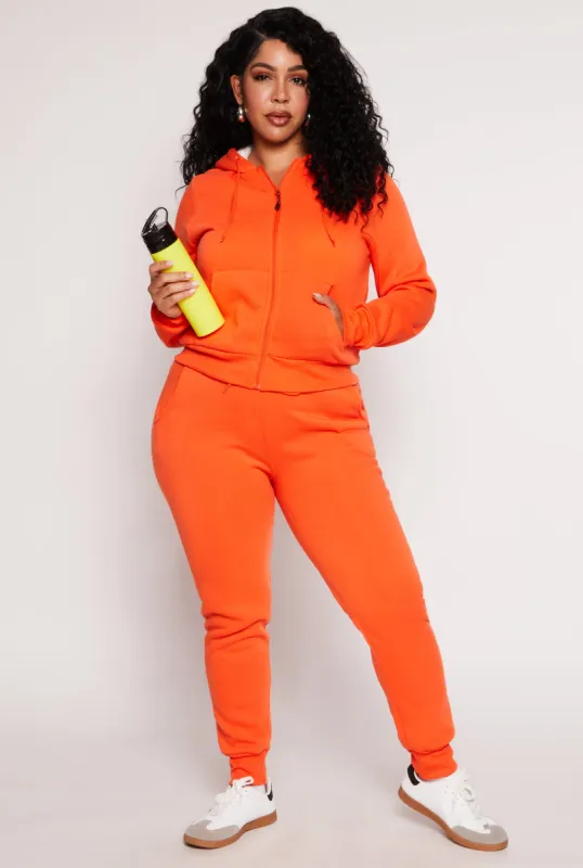 Plus Size Fleece High Waist Drawstring Joggers sold by Rainbow