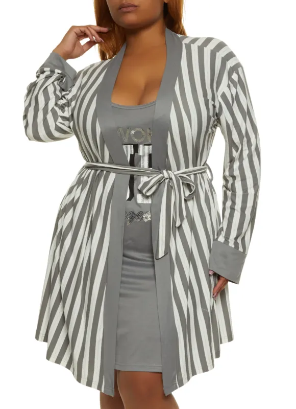 Plus Size Woke Up Gorgeous Nightgown with Robe sold by Rainbow