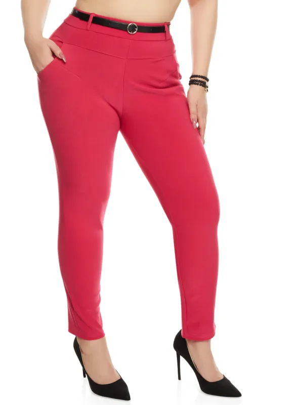 Plus Size Scuba Belted Pull On Pants sold by Rainbow