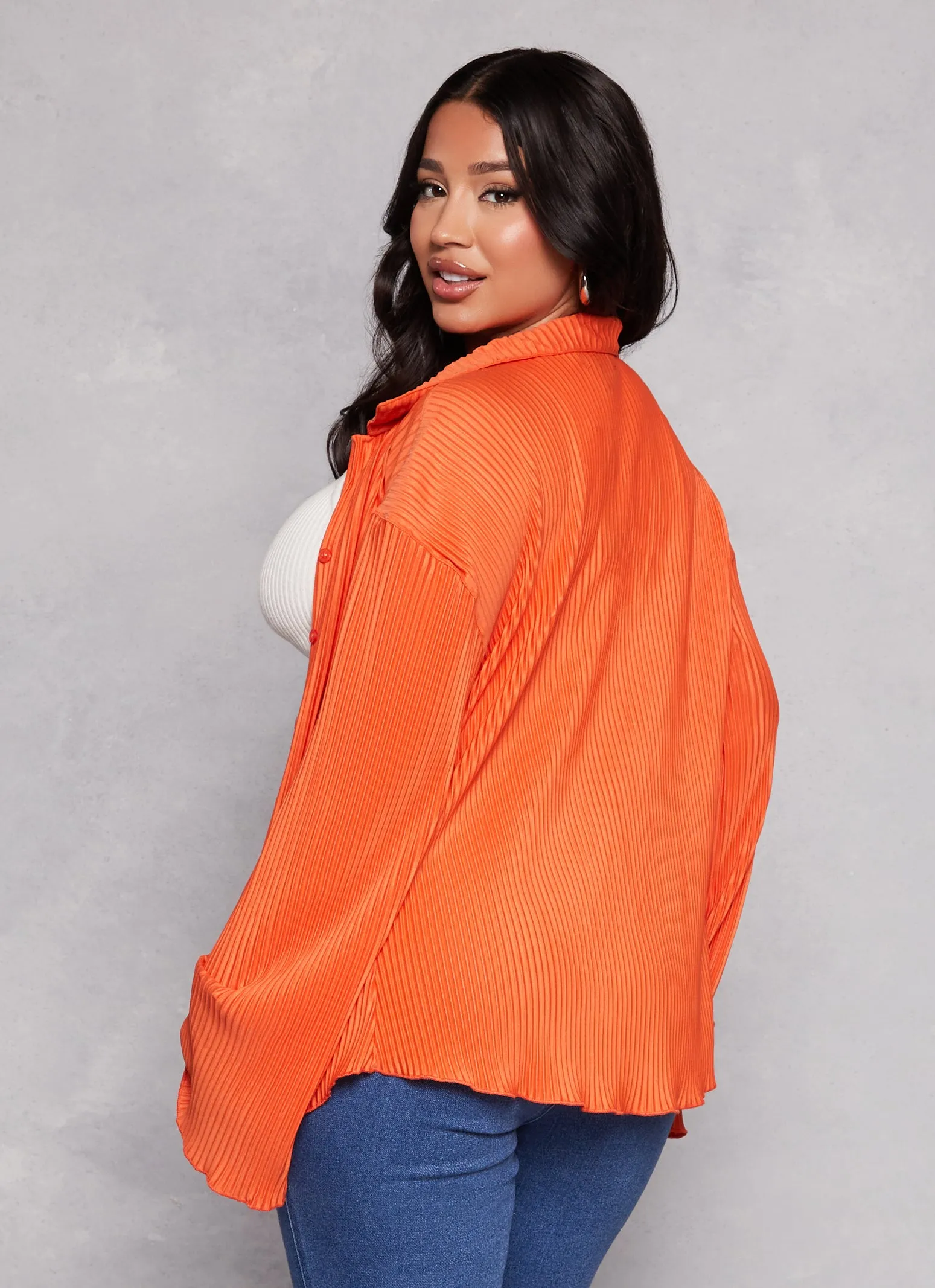 Plisse Button Front Bell Sleeve Shirt sold by Rainbow product image thumbnail 3