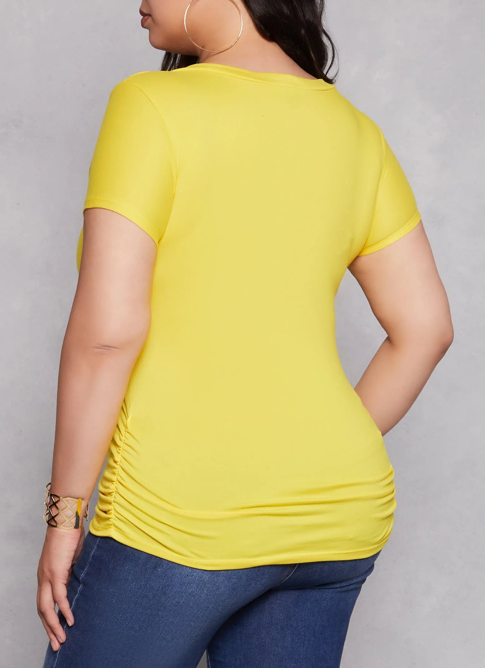Plus Size Basic V Neck Ruched Side Tee sold by Rainbow product image thumbnail 3