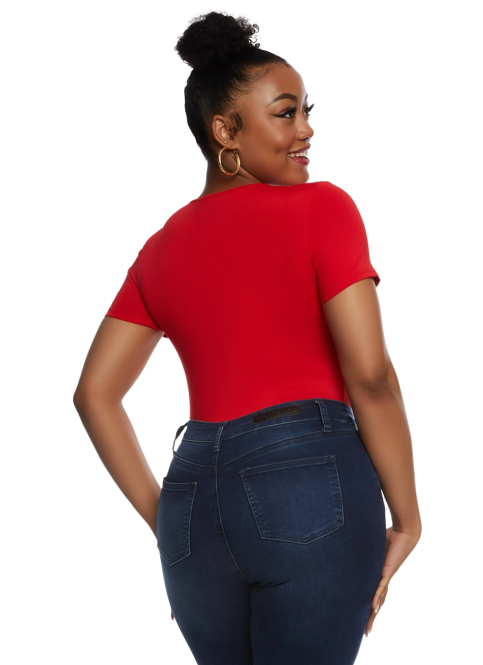 Plus Size Daisy Double Layer Crew Neck Bodysuit sold by Rainbow product image thumbnail 3