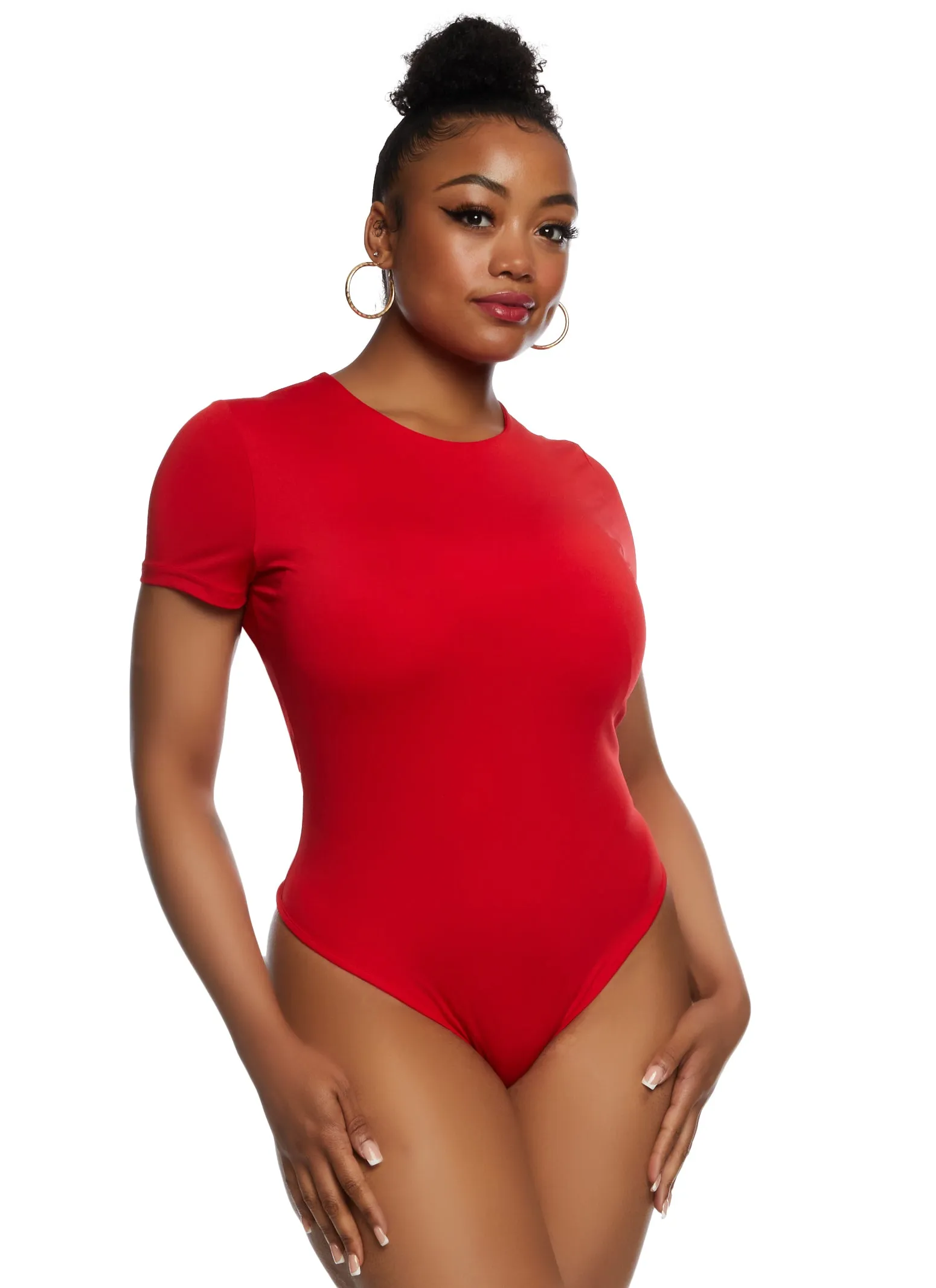 Plus Size Daisy Double Layer Crew Neck Bodysuit sold by Rainbow