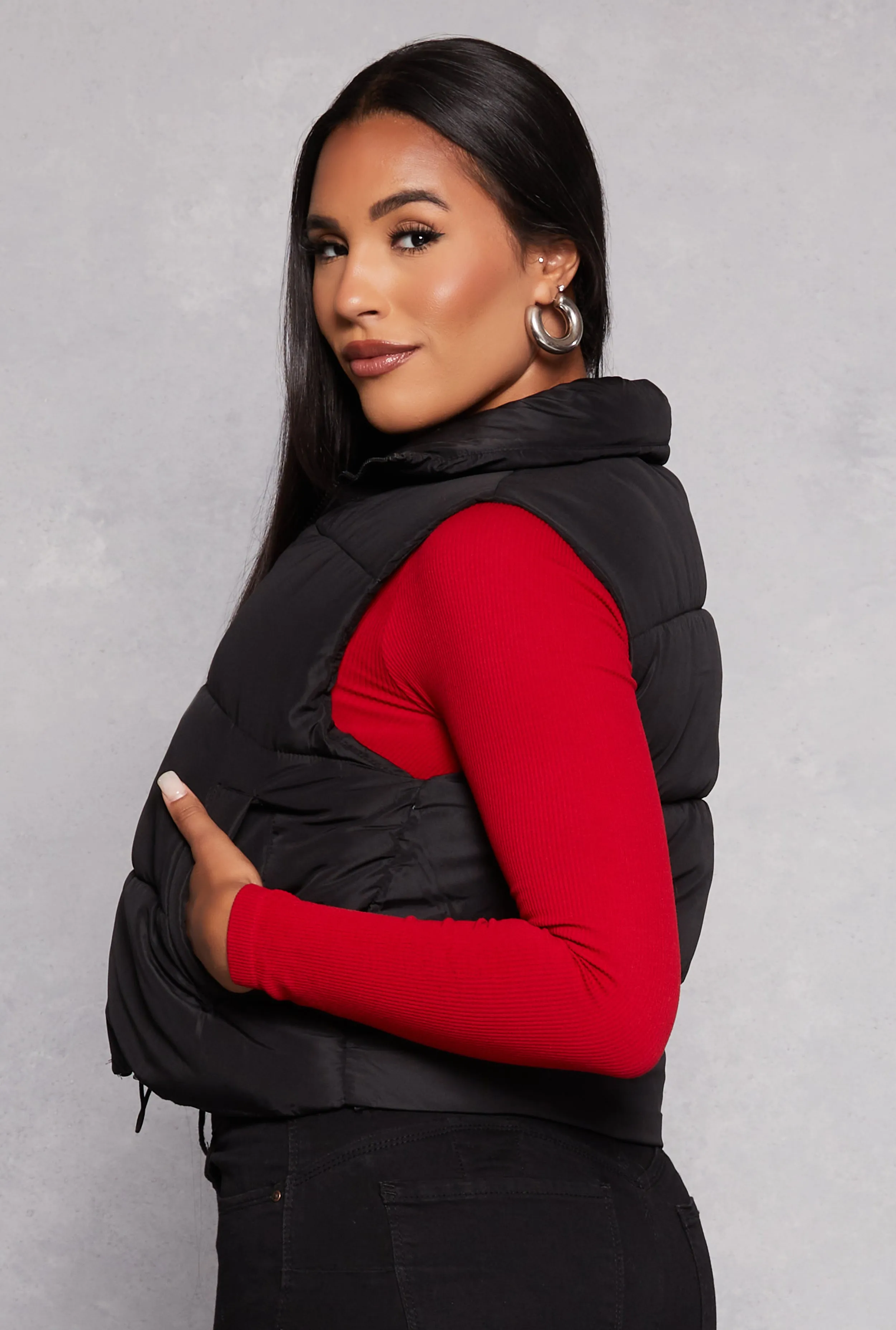 Almost Famous Zip Front Puffer Vest sold by Rainbow product image thumbnail 3