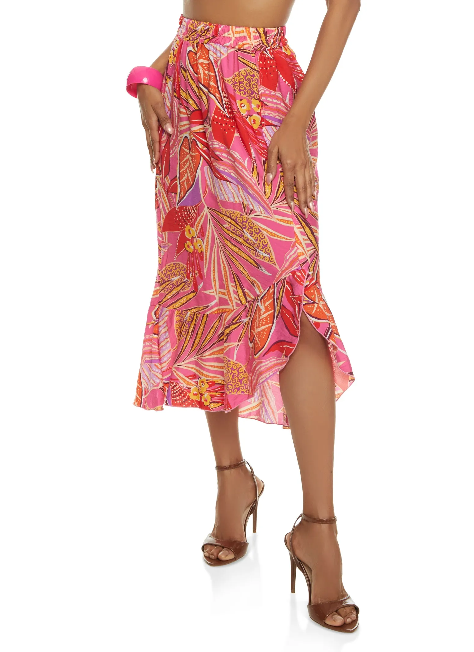 Printed Side Slit Maxi Skirt sold by Rainbow