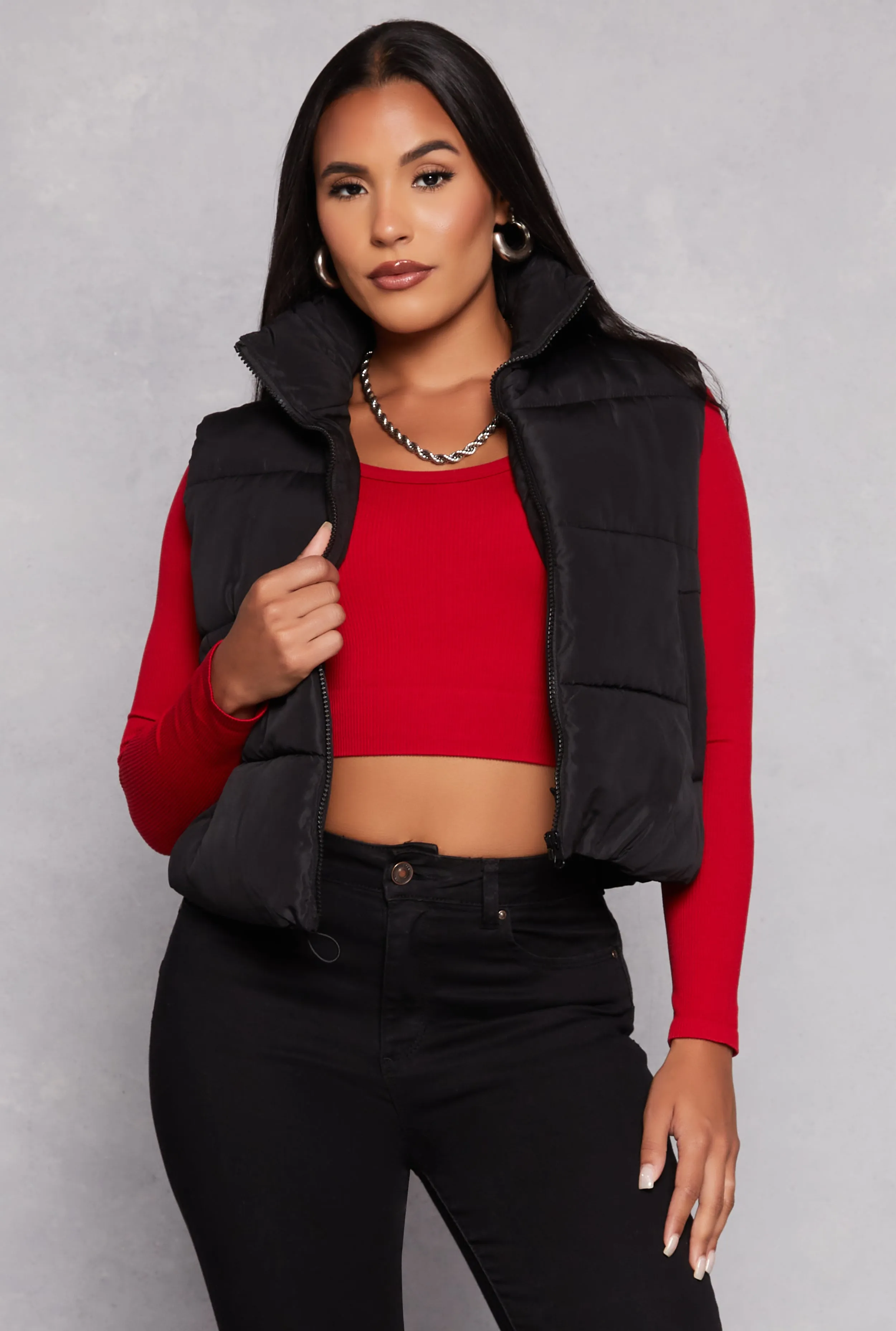 Almost Famous Zip Front Puffer Vest sold by Rainbow